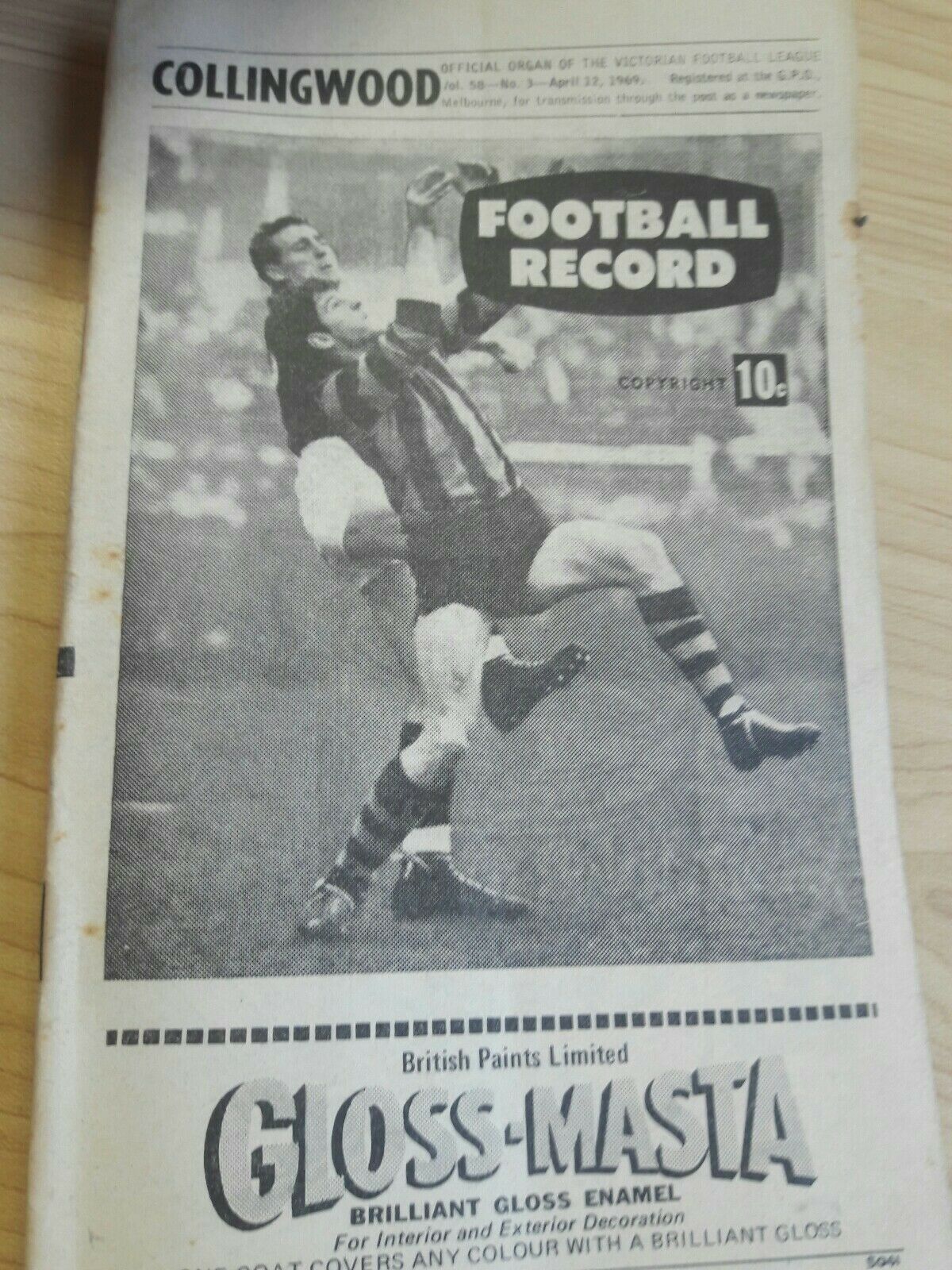Collingwood Vs Richmond 1969 Footy Record