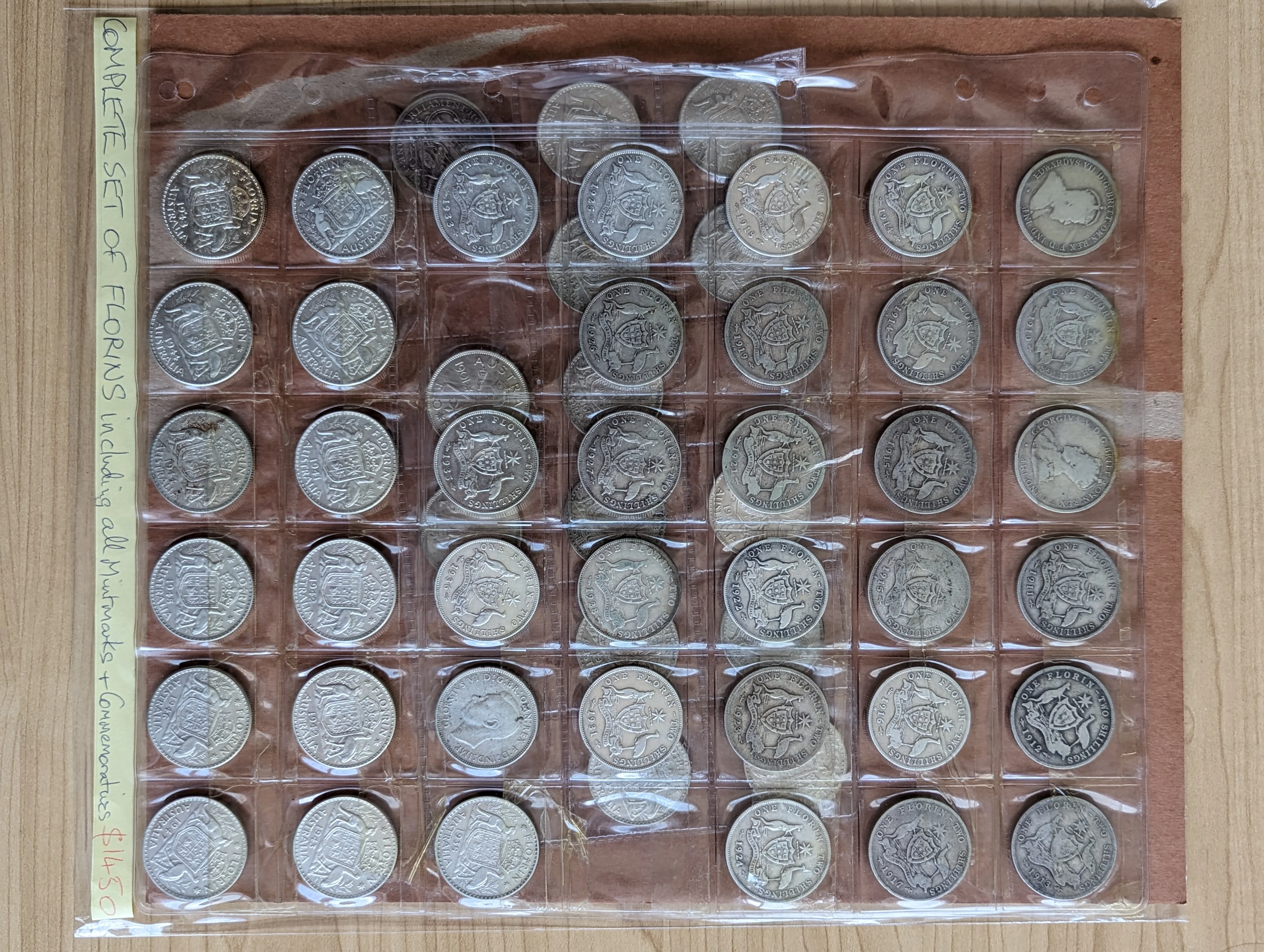 Australia 1910-63 Complete Set of 2/- Florin Silver Coins. Very Good to Extremely Fine Condition. - Image 2