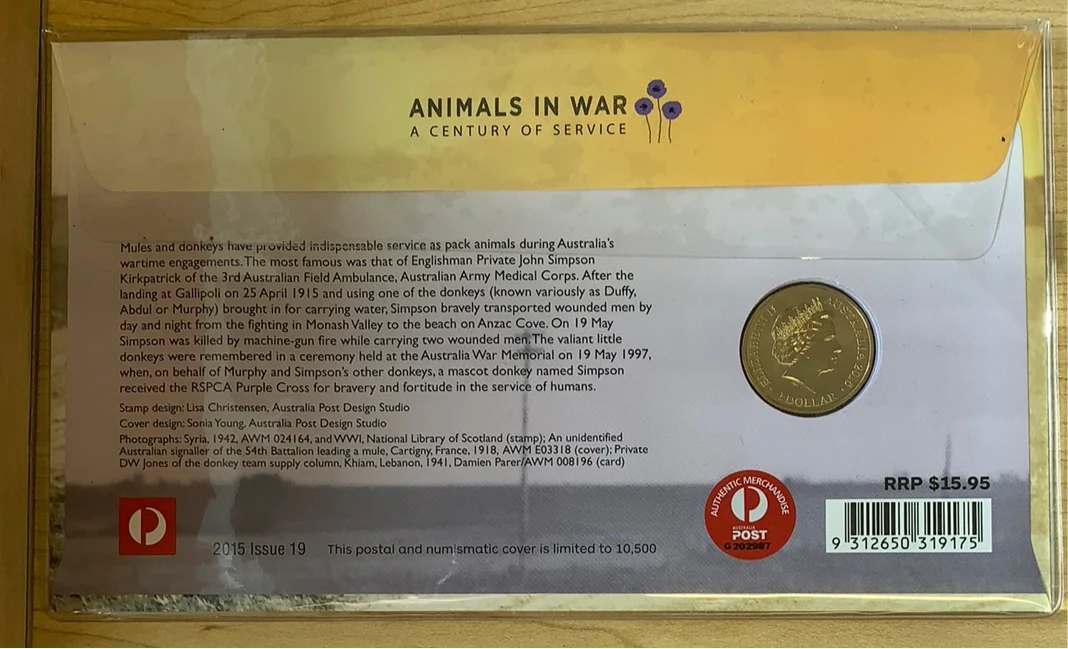 Australia 2015 Unlikely Heroes PNC with coloured$1 coin - Image 2