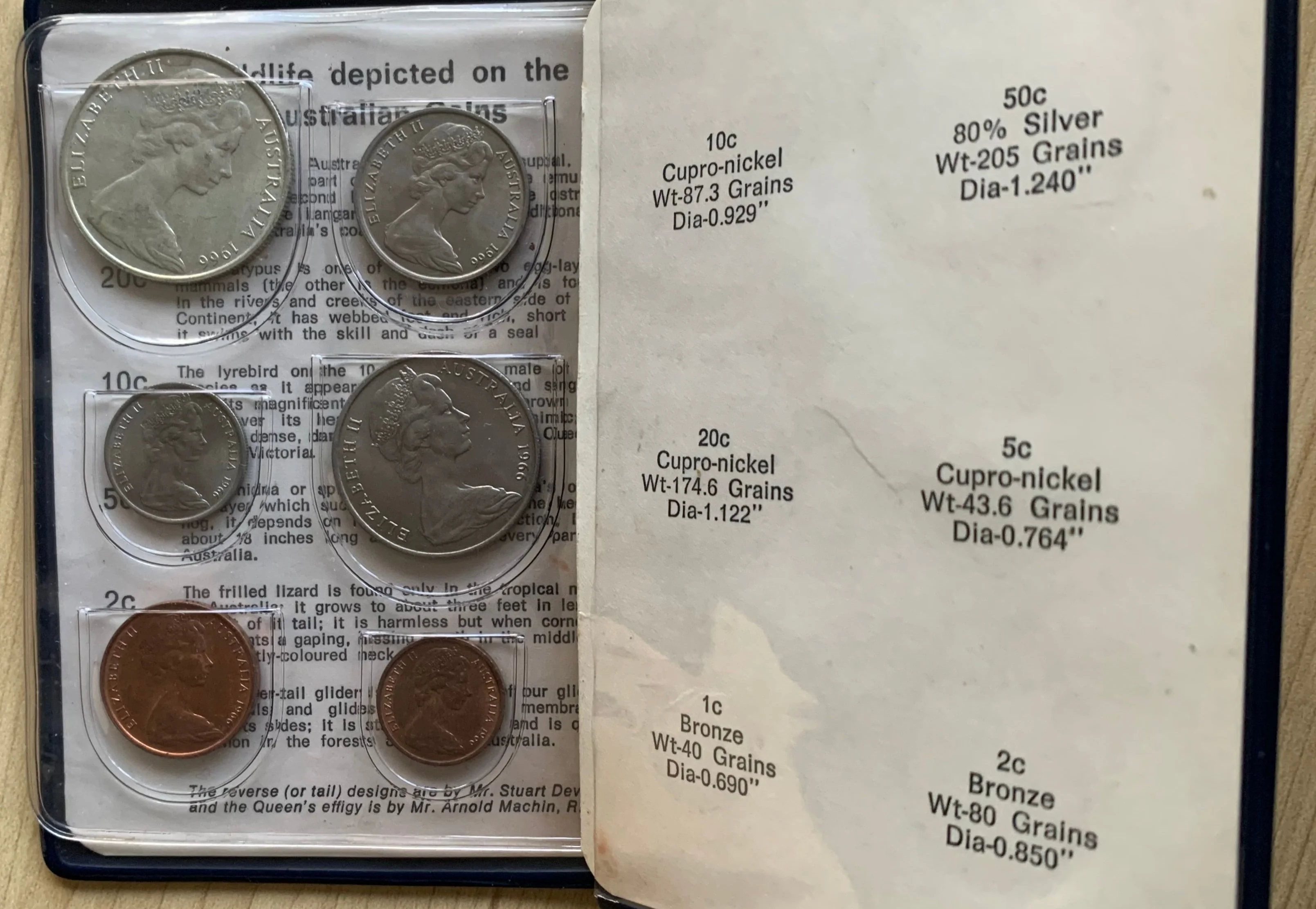 Australia 1966 Royal Australian Mint Uncirculated Coin Set in rare blue wallet - Image 2