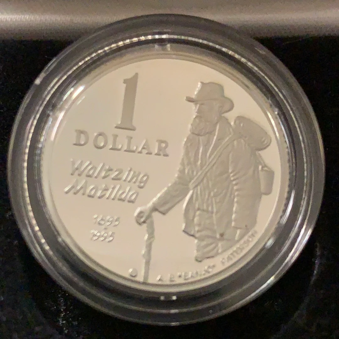 1995 Waltzing Matilda $1 Silver  Proof Coin Sydney Coin Fair Issue - Image 2