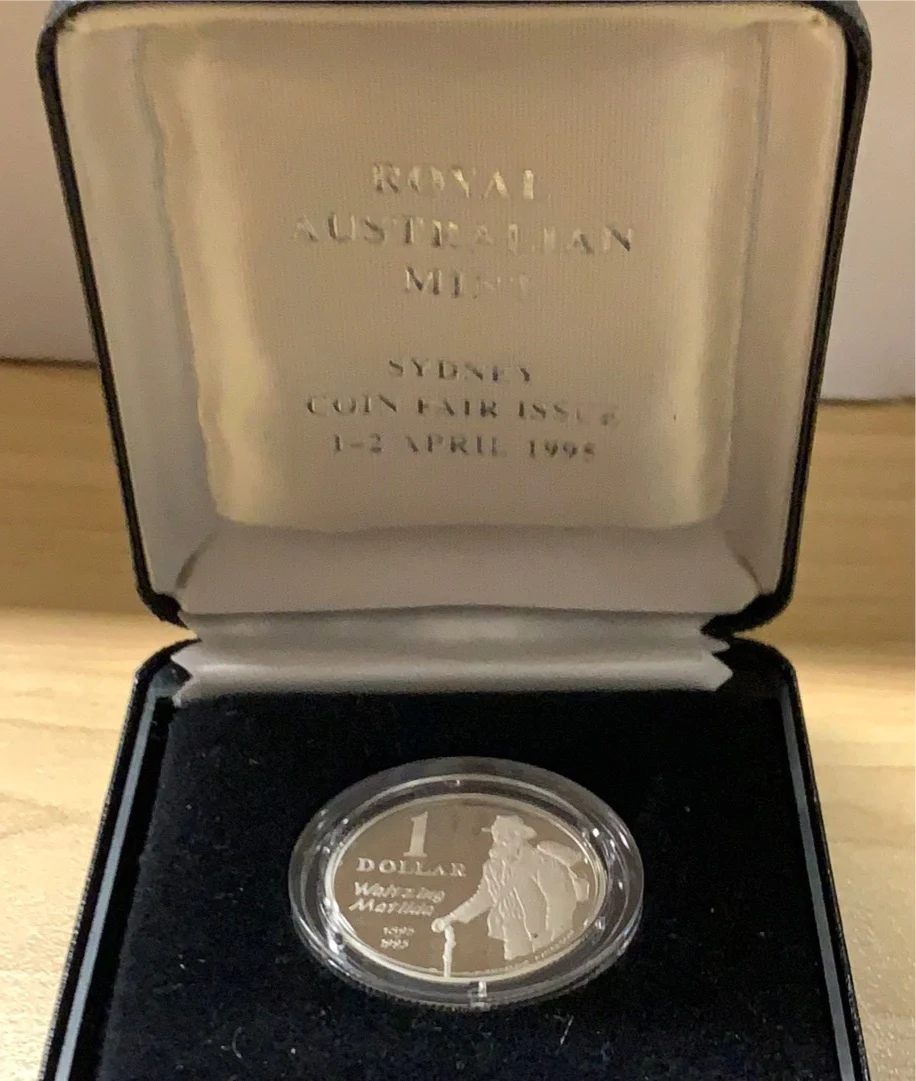 1995 Waltzing Matilda $1 Silver  Proof Coin Sydney Coin Fair Issue - Image 3
