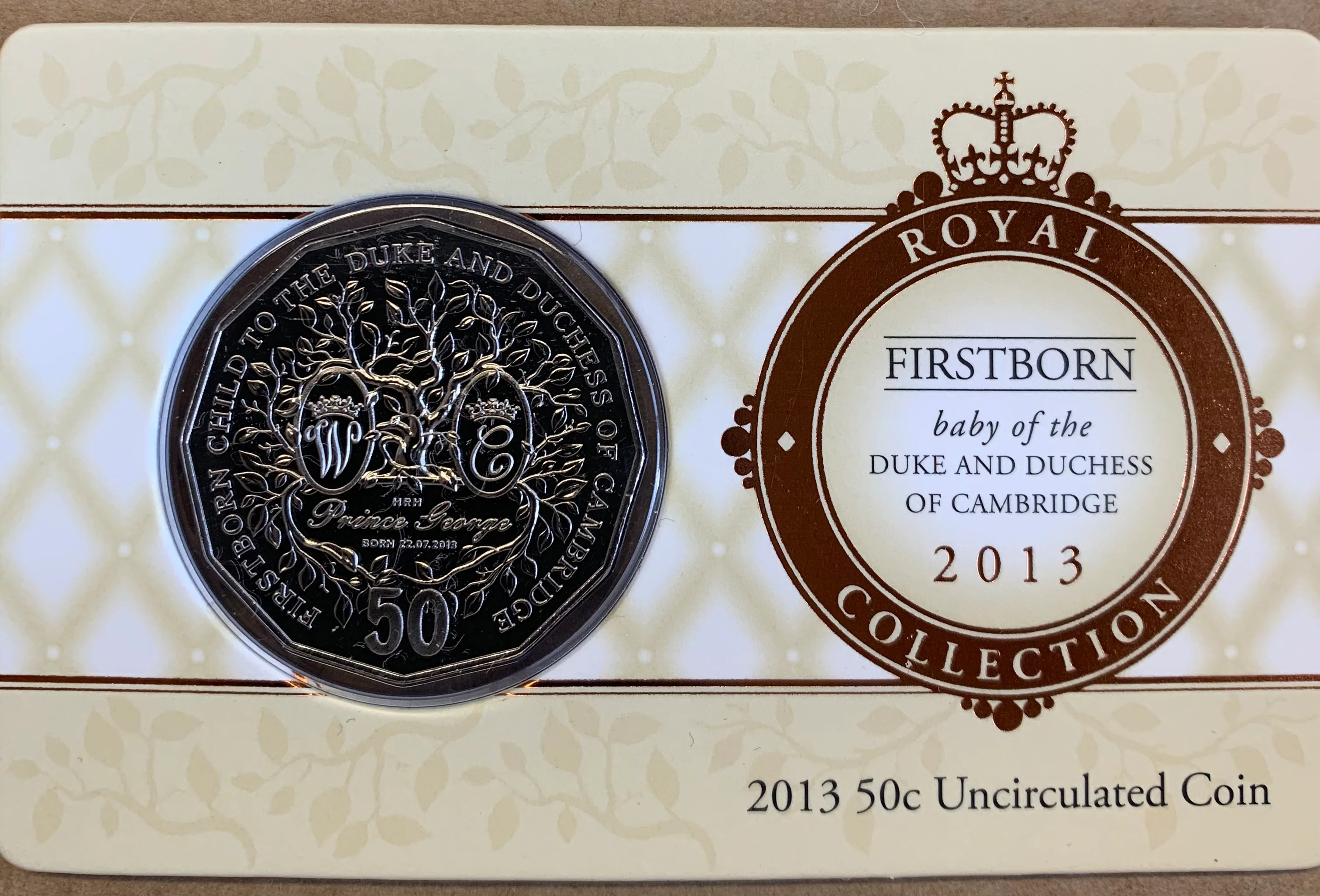 Australia 2013 50c Fifty Cents RAM Firstborn Baby Duke and Duchess of Cambridge Coin