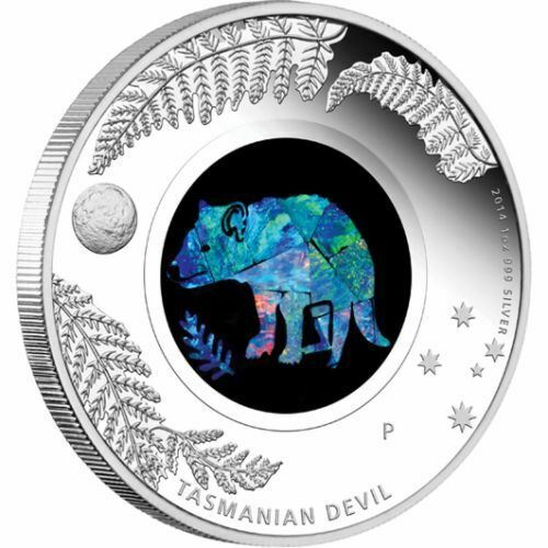 Australia 2014 $1 Opal Series The Tasmanian Devil 1oz 999 Silver Proof Coin - Image 2