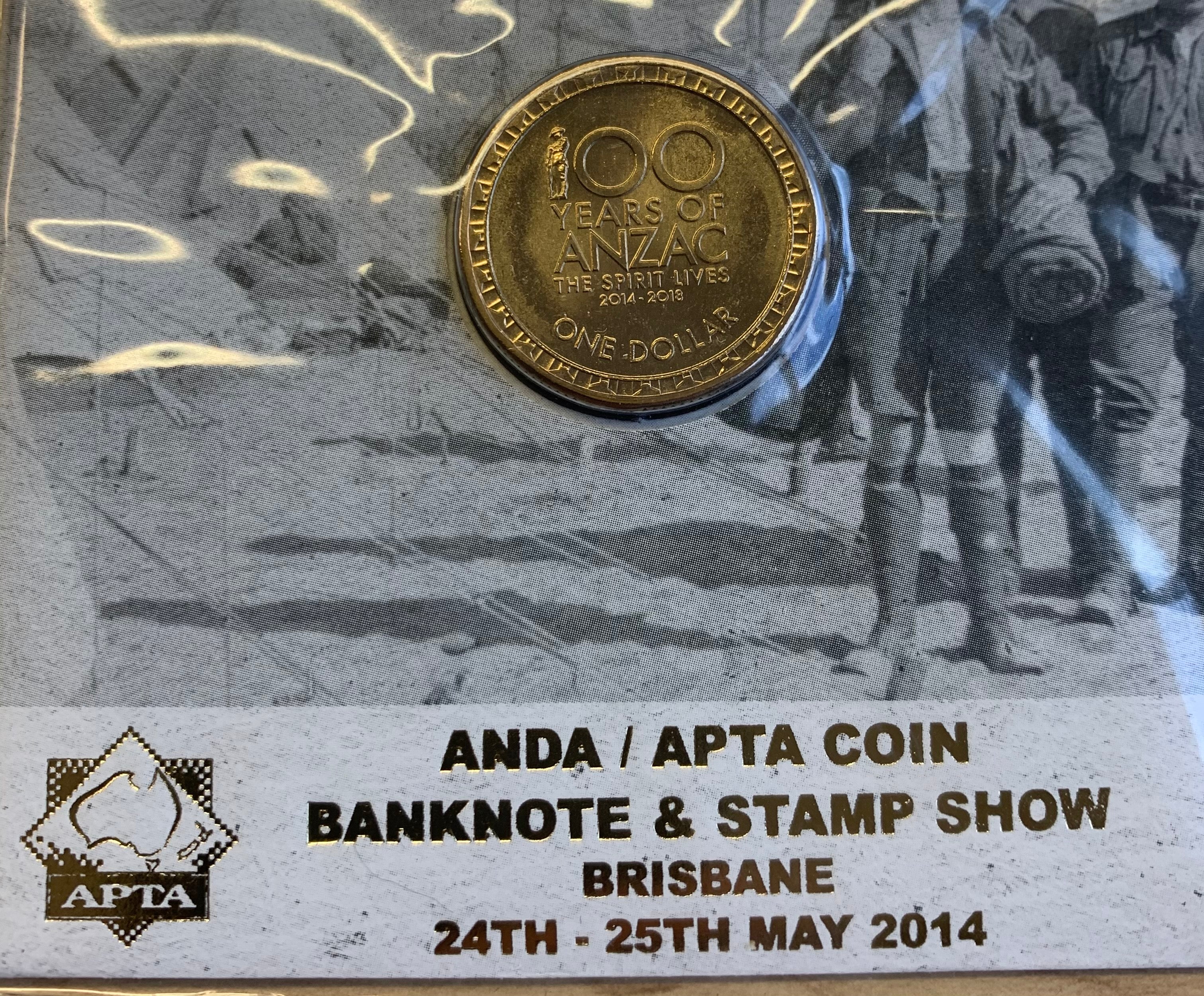 2014 $1 Australian Centenary of WW1 PNC APTA Brisbane show overprint - Image 2