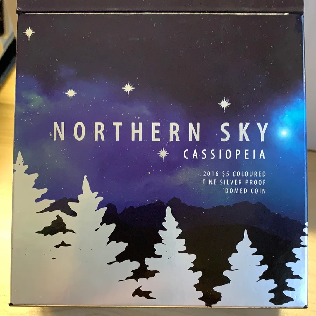 Australia 2016 Royal Australian Mint $5 Northern Sky Domed Cassiopeia 1oz 999 Silver Proof Coin - Image 2