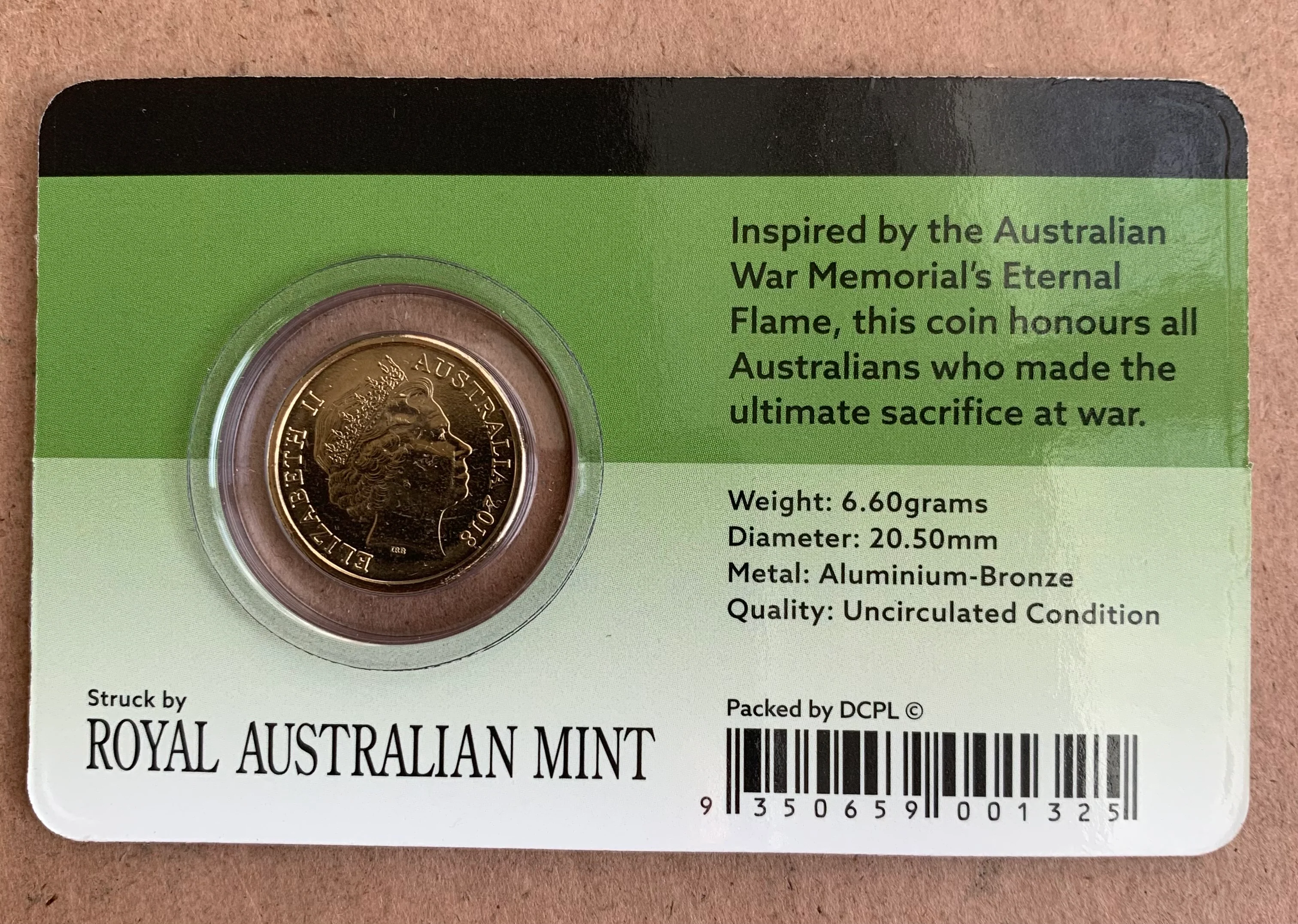 2018 Australia $2 Lest We Forget Eternal Flame Coloured Carded Uncirculated Coin - Image 2