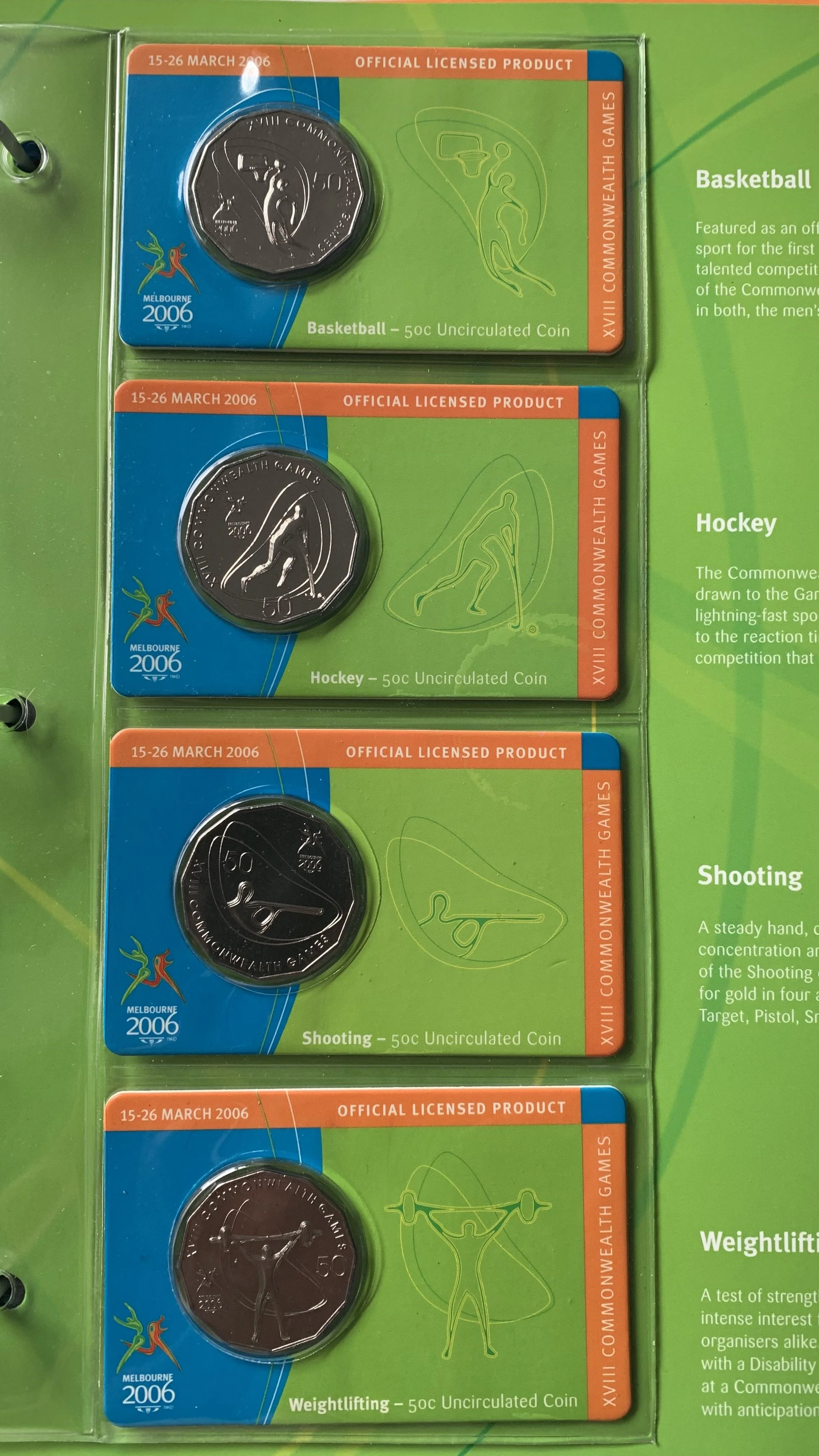 2006 Australia 50c Fifty Cents Uncirculated Commonwealth Games set of 18 coins - Image 3