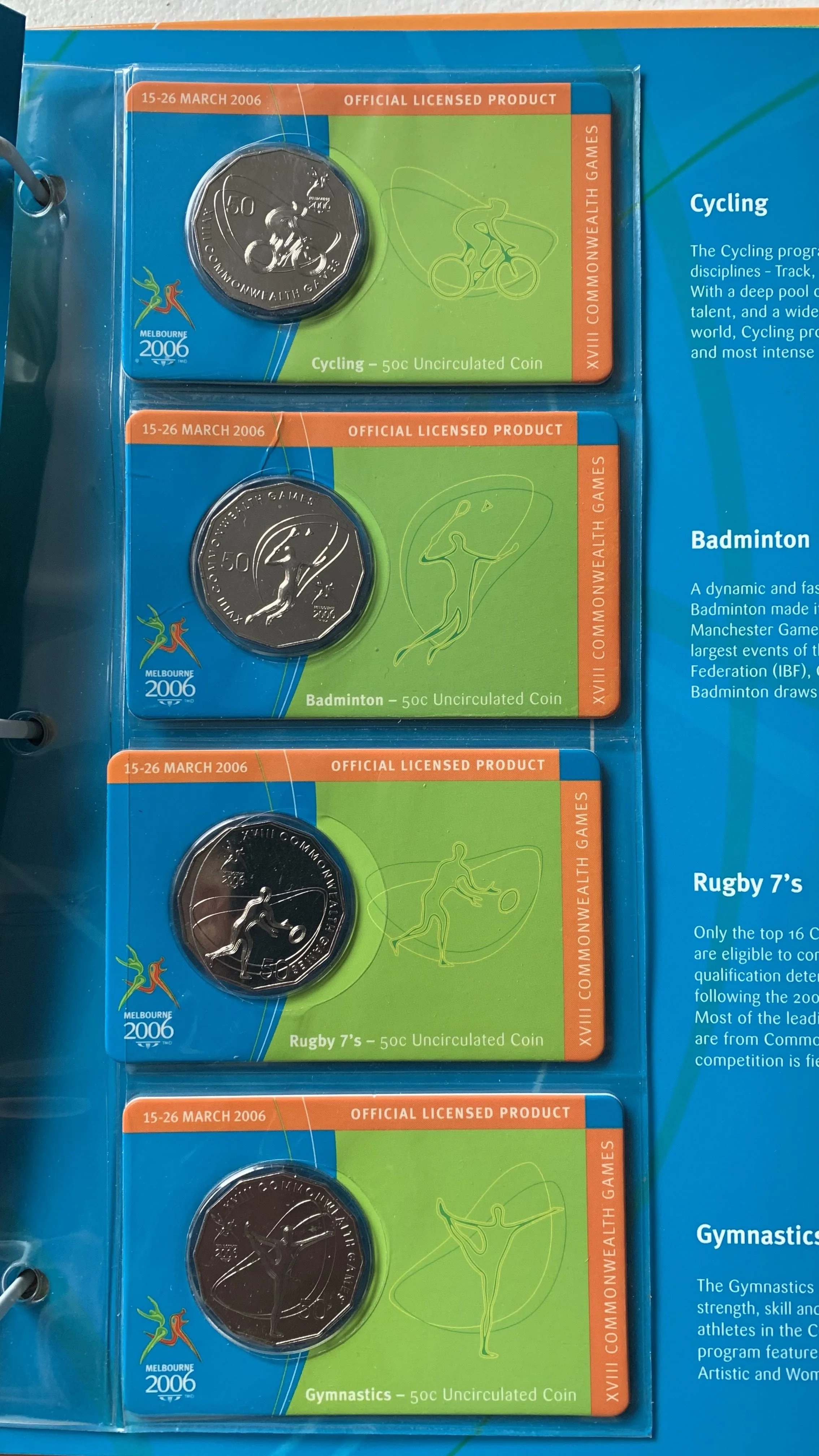 2006 Australia 50c Fifty Cents Uncirculated Commonwealth Games set of 18 coins - Image 4