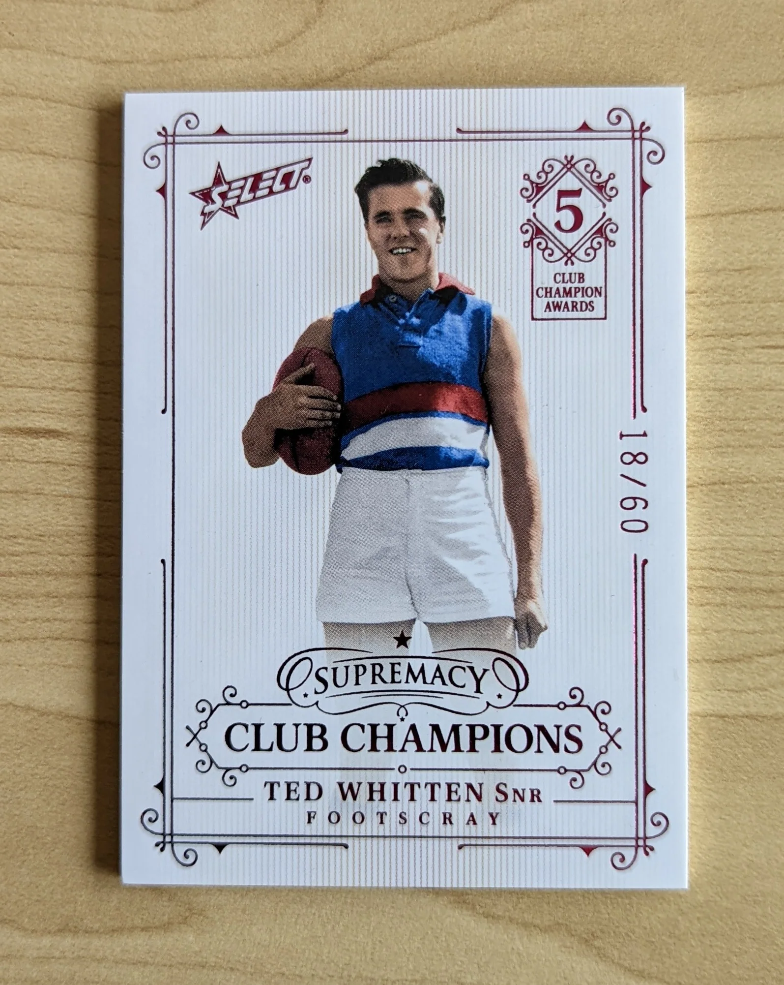 2021 AFL Select Supremacy Club Champions Ted Whitten Footscray 18/60