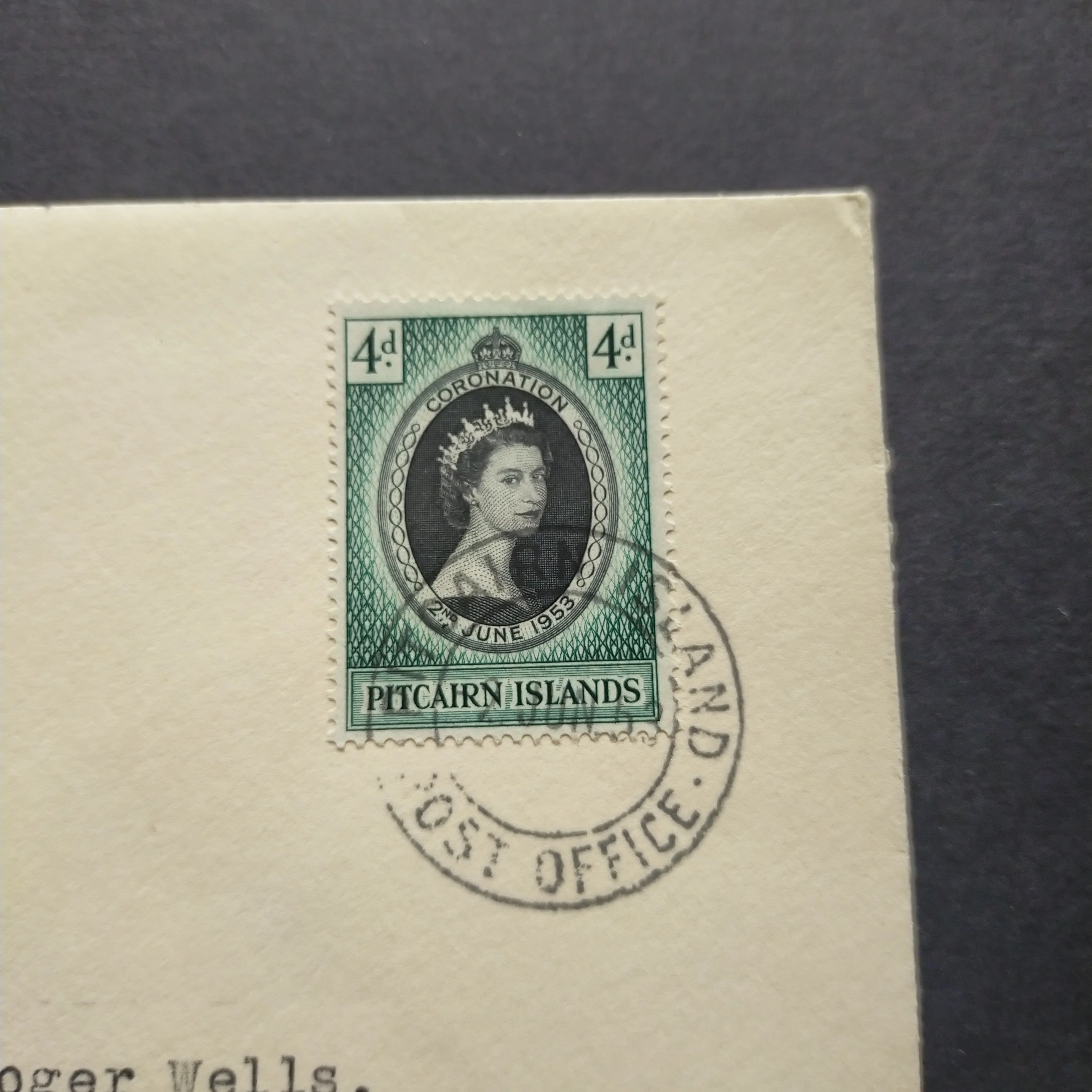 Pitcairn Islands Cover Coronation of H.M. Queen Elizabeth II 1953 CDS Pitcairn Islands to Grimsby England - Image 3