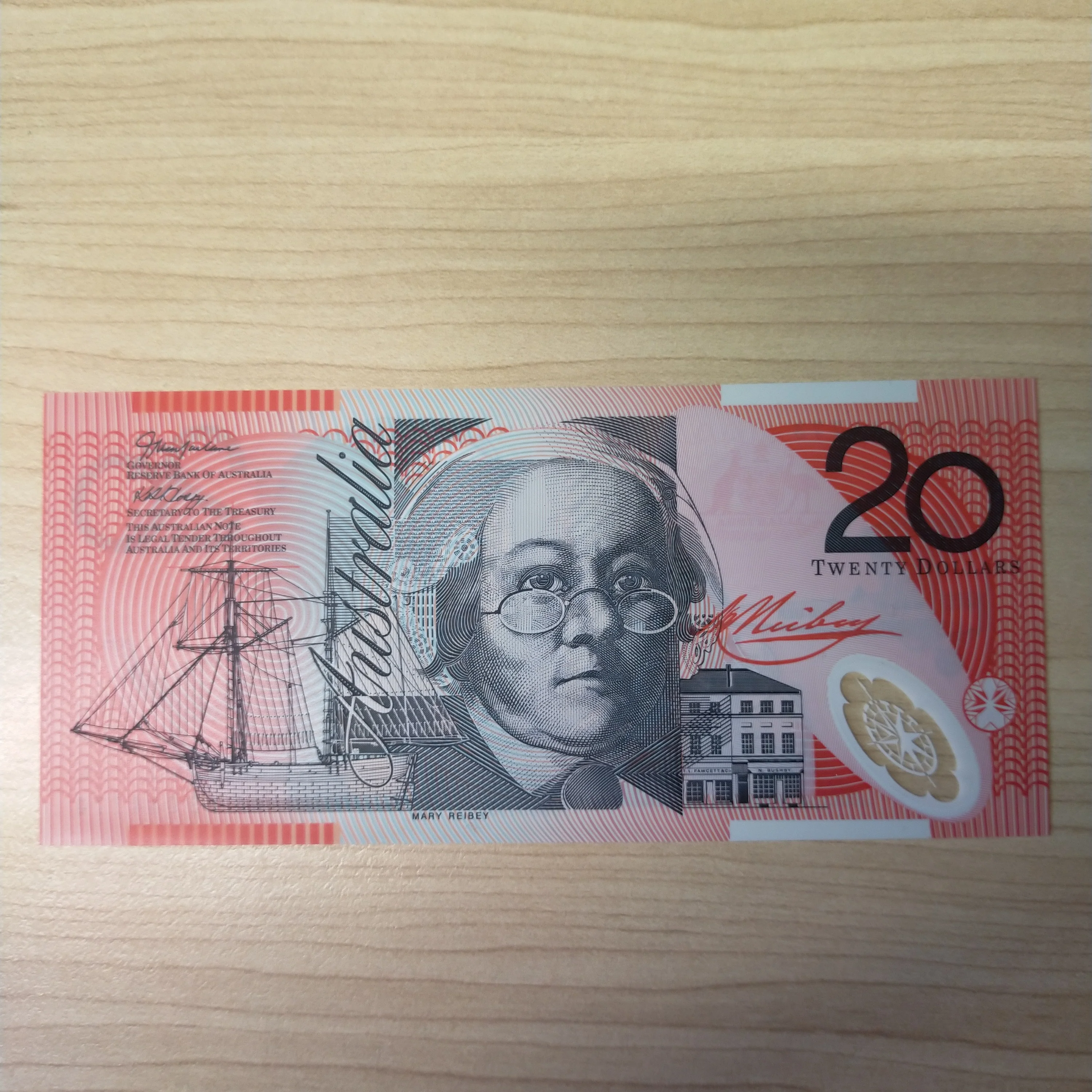 R420bF Australian $20 First Prefix Macfarlane Henry Uncirculated Banknote AA03 - Image 2