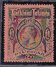 Falkland Islands SG 69 £1 black/red KGV Used Stamp