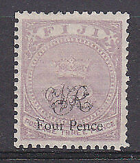 Fiji Pacific Islands SG 34 4d on 3d mauve Mint