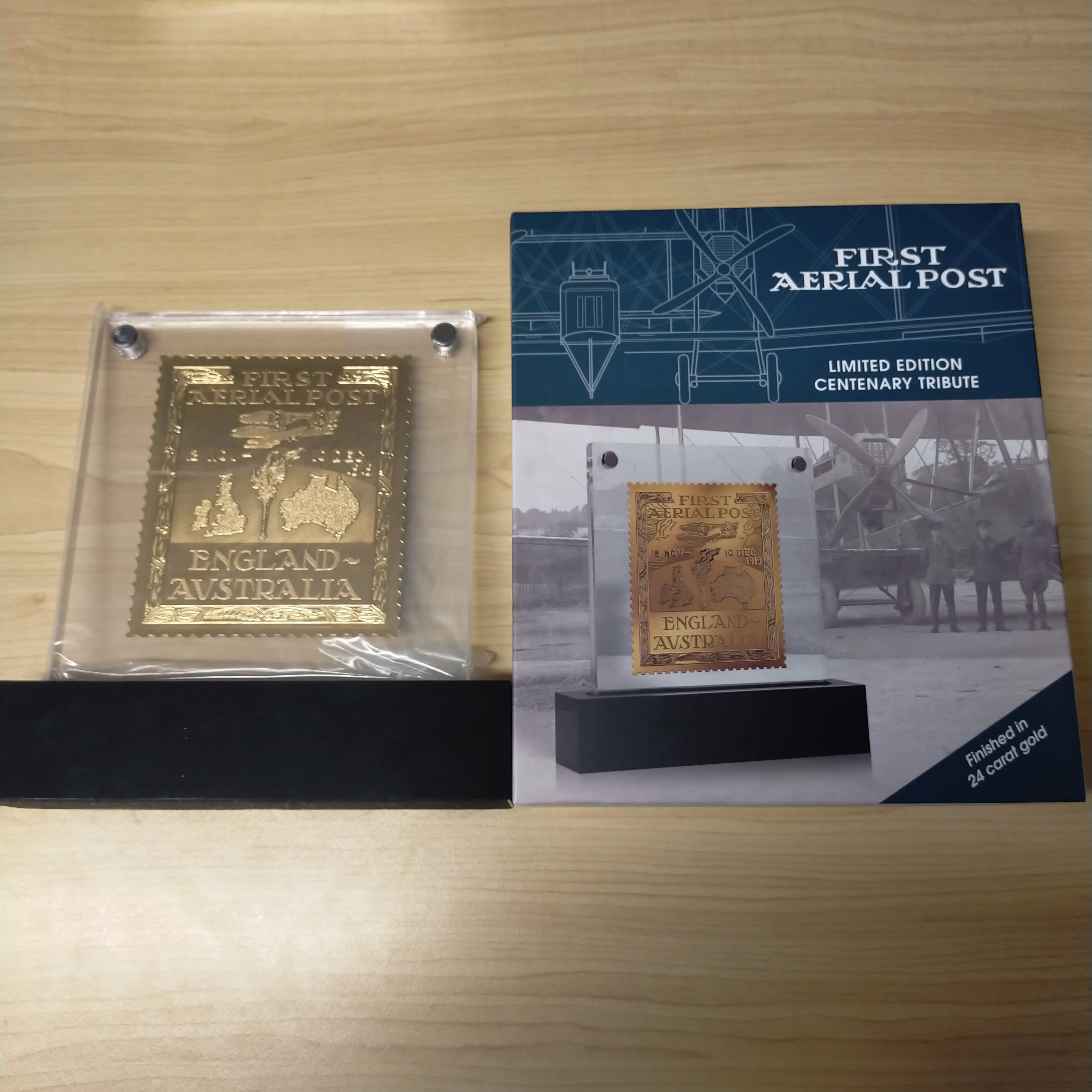 First Aerial Post Vignette Limited Edition 24 Carat Gold Centenary Tribute In Stunning Display Case