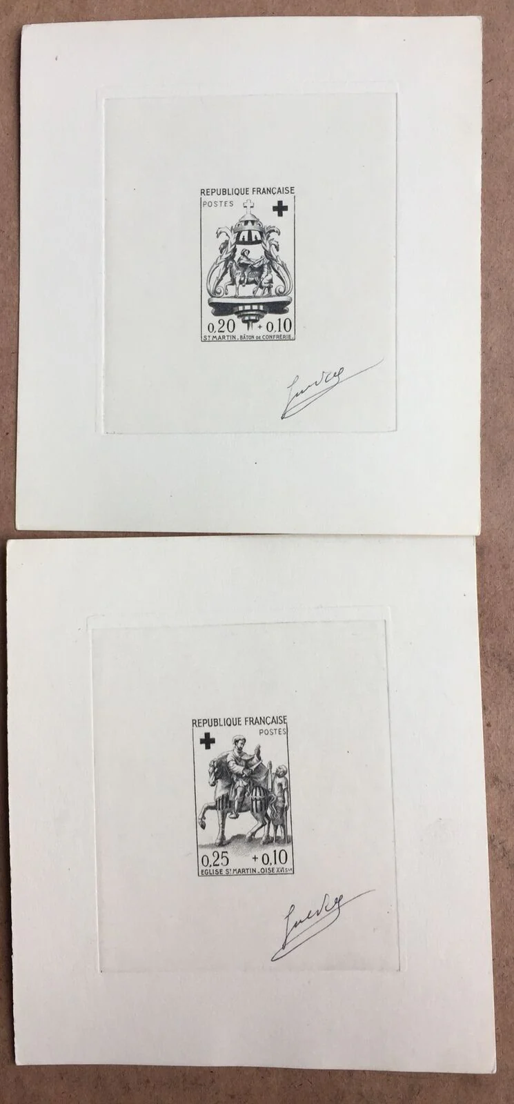 France 1960 Red Cross Fund Set. Artist Signed Die Proof S1507/8