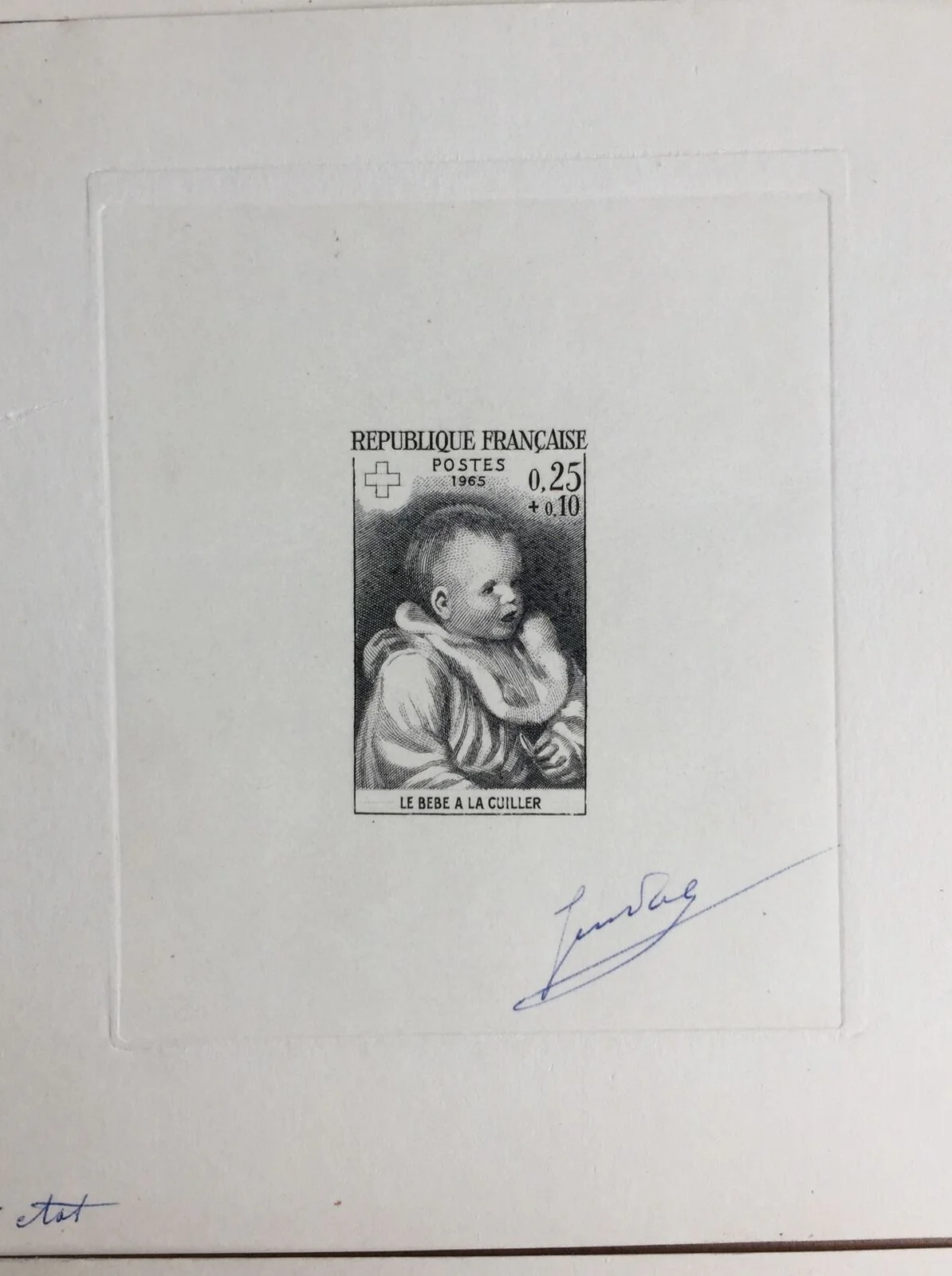 France 1965 Red Cross Fund Set. 1st, 2nd & Final State Artist Signed Die Proof - Image 5