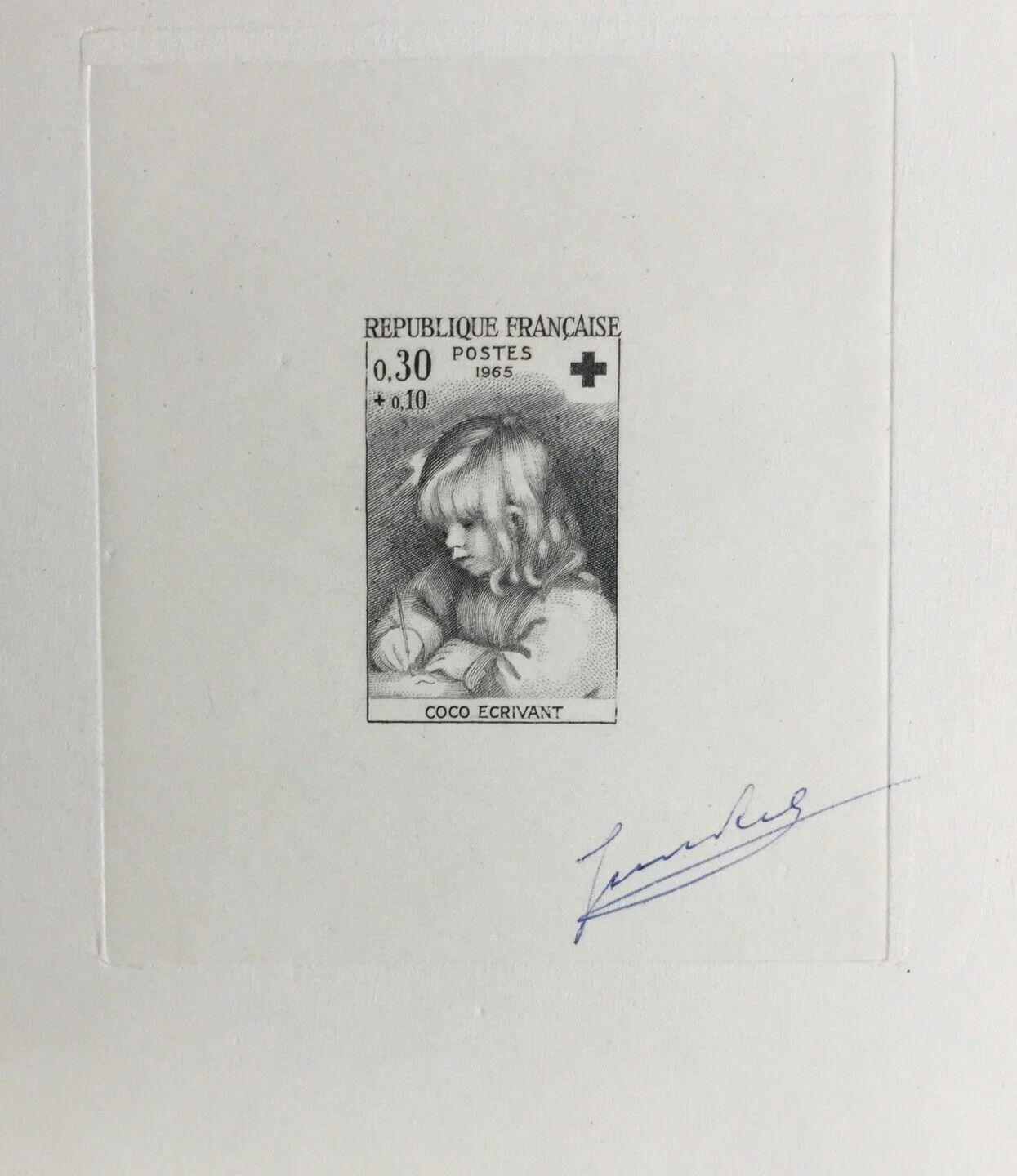 France 1965 Red Cross Fund Set. 1st, 2nd & Final State Artist Signed Die Proof - Image 6