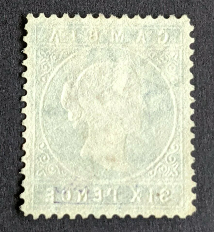 Gambia SG17a Six Pence Stamp Sideways Watermark Used - Image 2