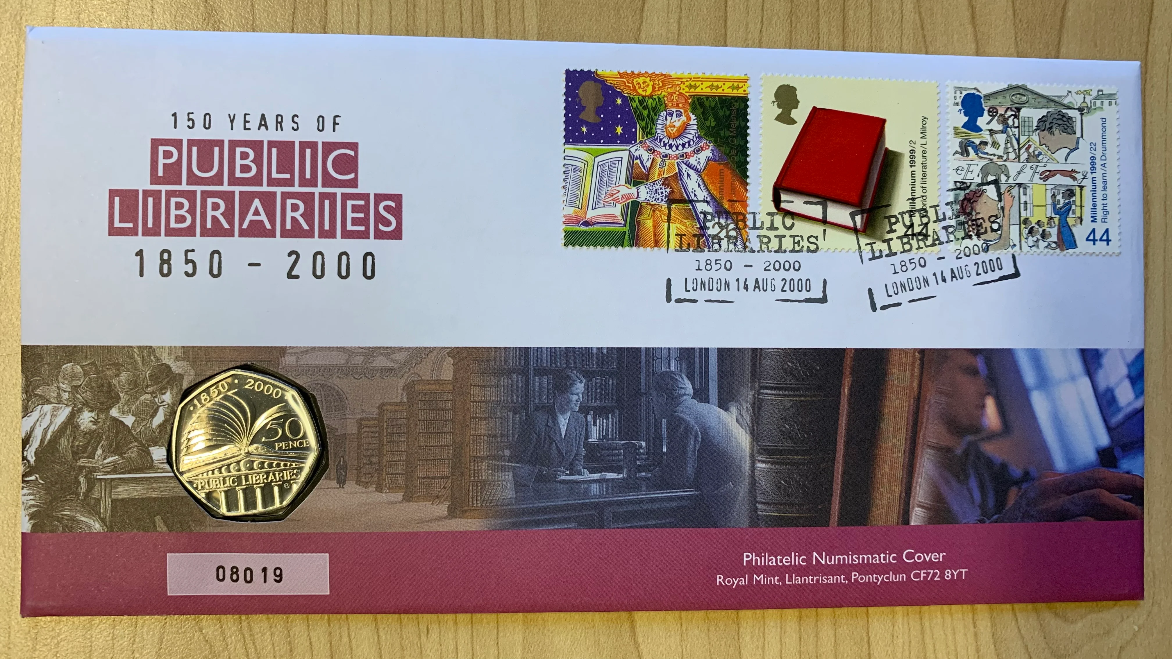 GB Great Britain 2000 50p Public Libraries Coin PNC
