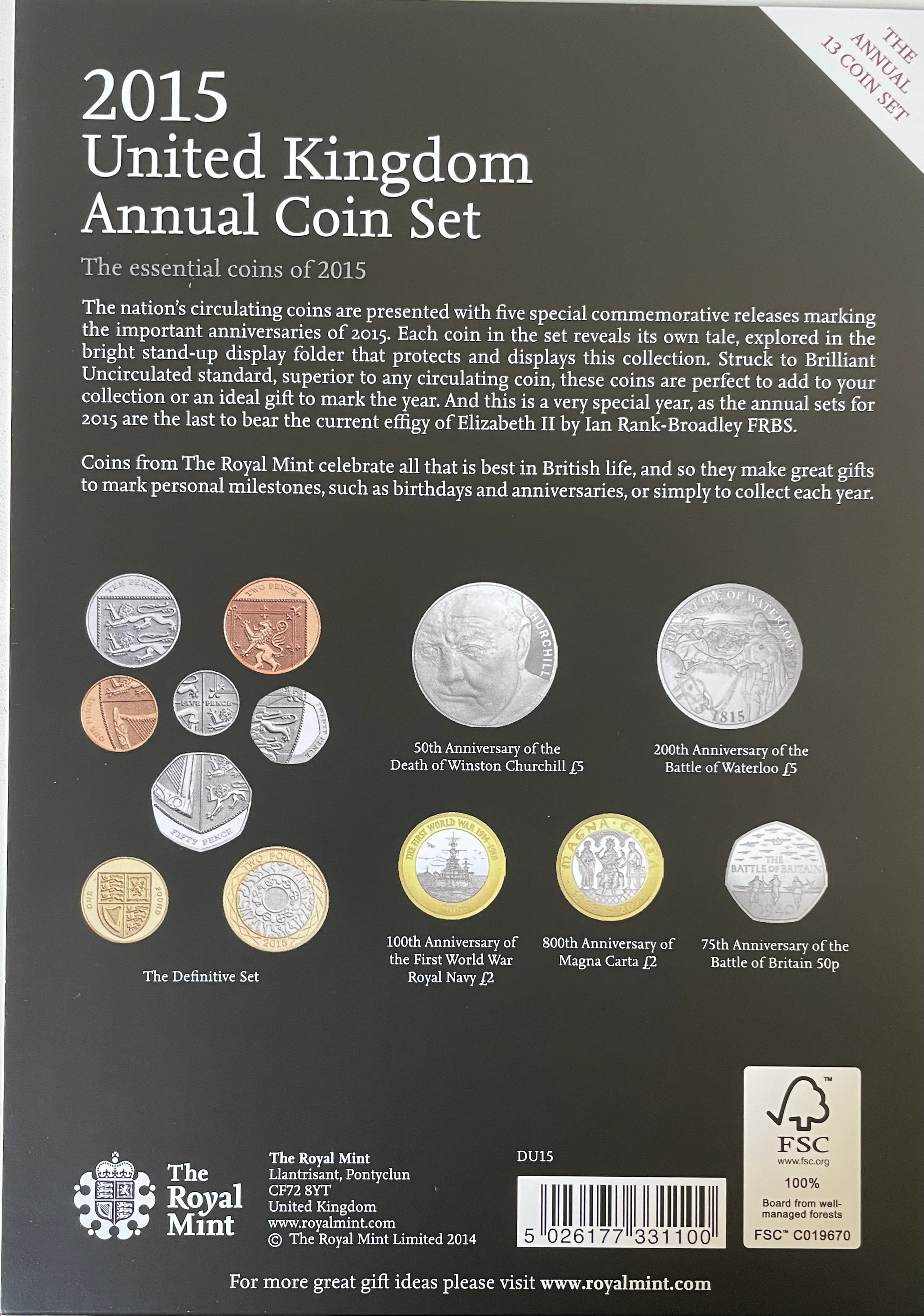 GB Great Britain United Kingdom 2015 The Annual 13 Coin Set - Image 3