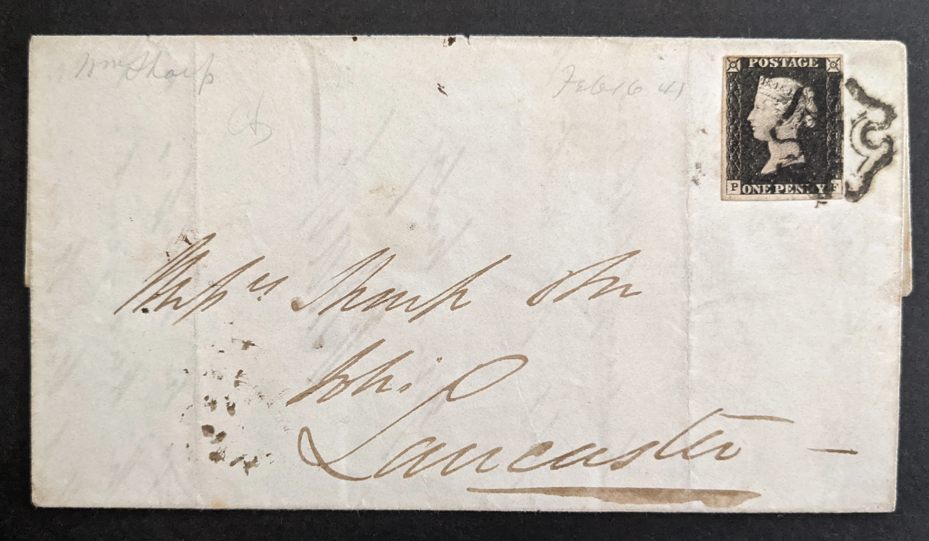 GB Great Britain 1840 SG1 1d Penny Black Cover with Black Maltese Cross
