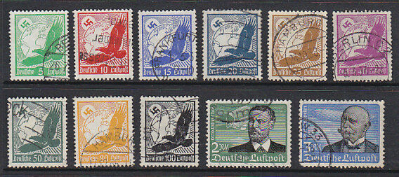 Germany SG 526/36 1934 Air Eagles birds zeppelins set Used