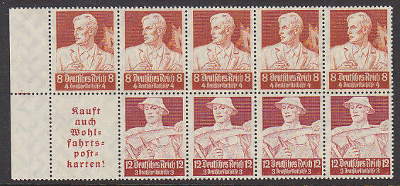 Germany SG 555-6 1934 Welfare Fund booklet pane Michel 560 + 561. MUH