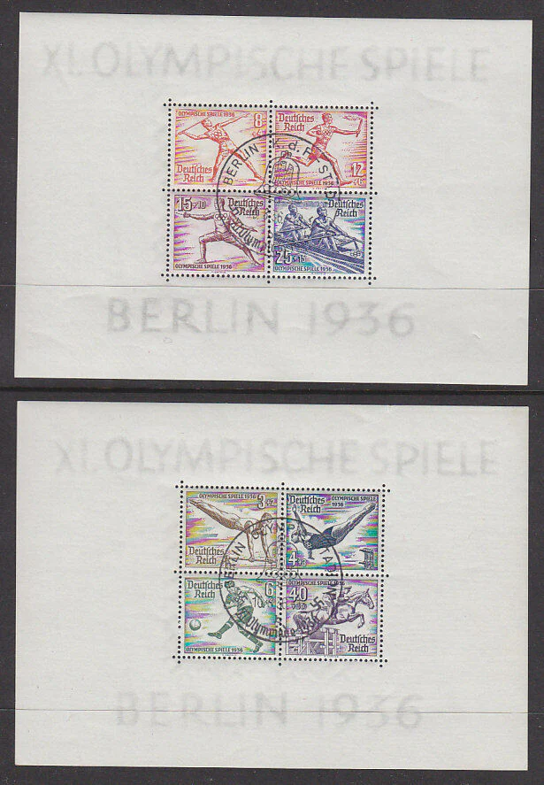 Germany SG  613a 1936 Summer Olympic Games 2 M/S Michel Block 5+6 Used