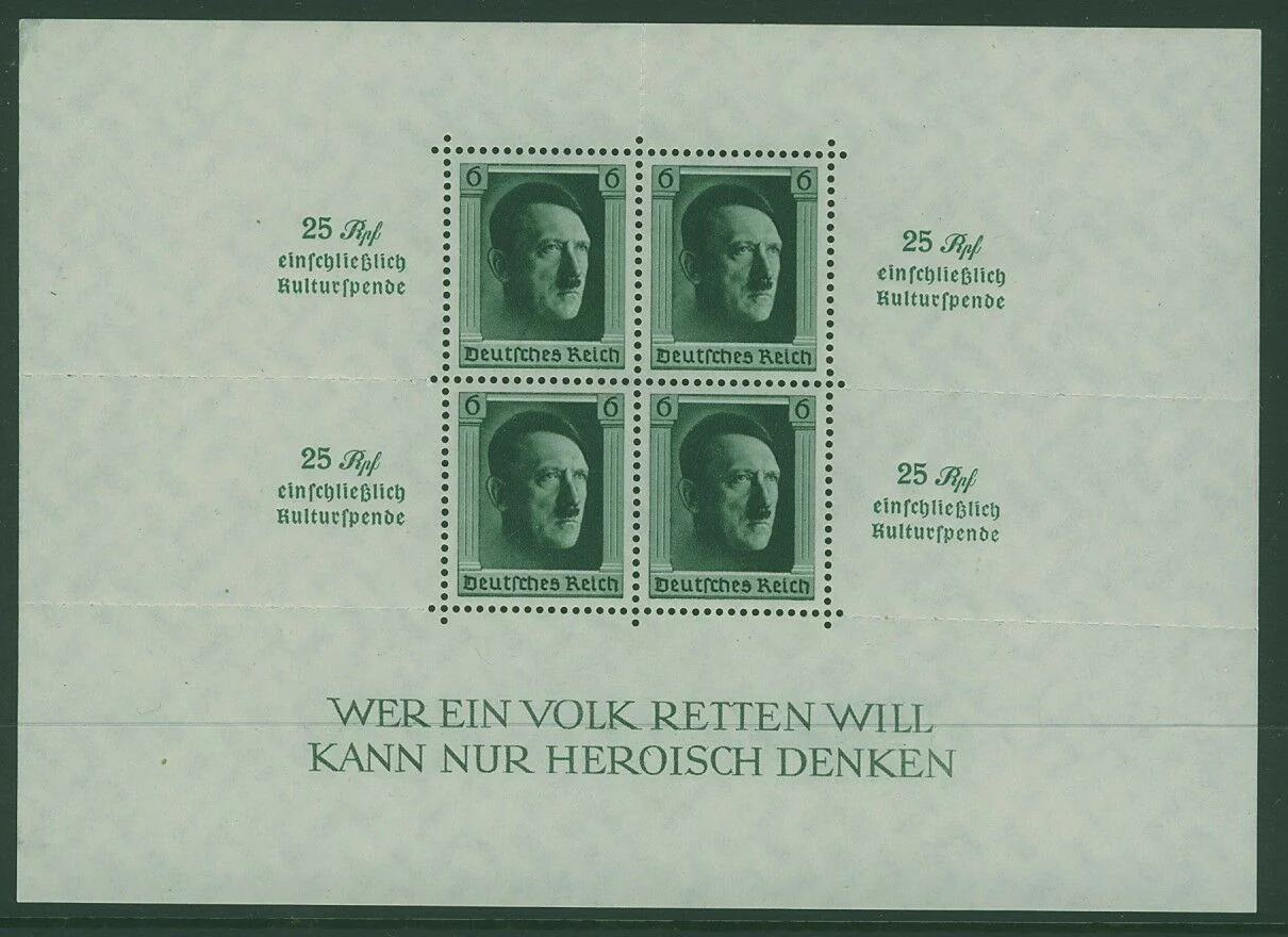 Germany SG 635 1937 Hitler's Culture Fund  and 48th Birthday MS MUH