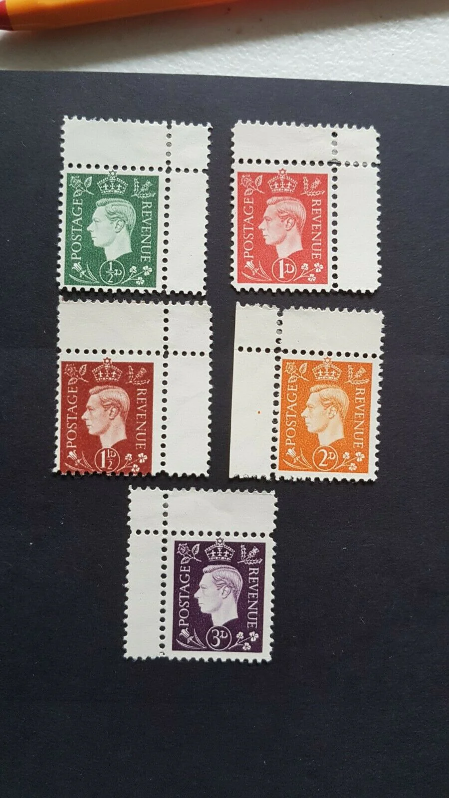 Germany WW2 forgeries of GB KGVl definitives on watermarked paper M