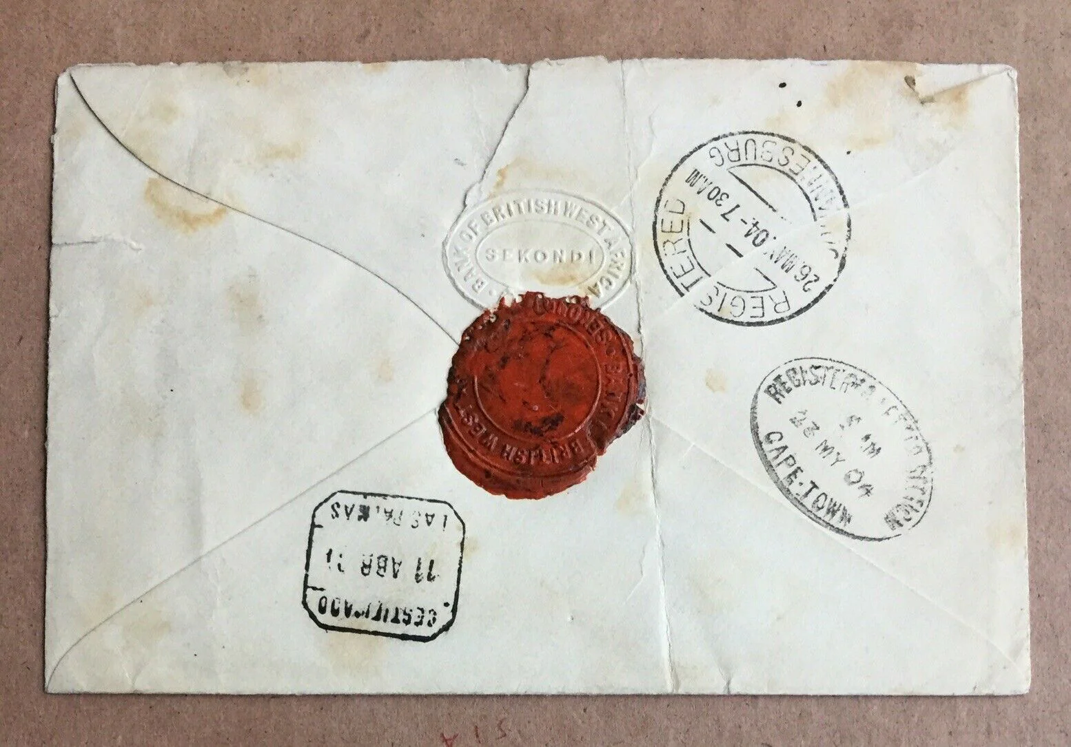 Gold Coast 1904 King Edward VII Registered Cover Sekondi to Johannesburg - Image 2