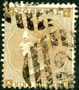 GB Great Britain 9d Nine Pence Bistre Stamp Used