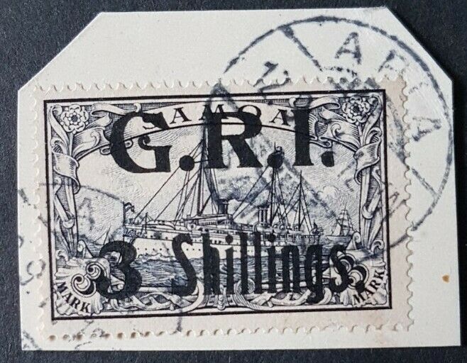 GRI on German Samoa SG 113 3s on 3m violet with broken stop after I. variety
