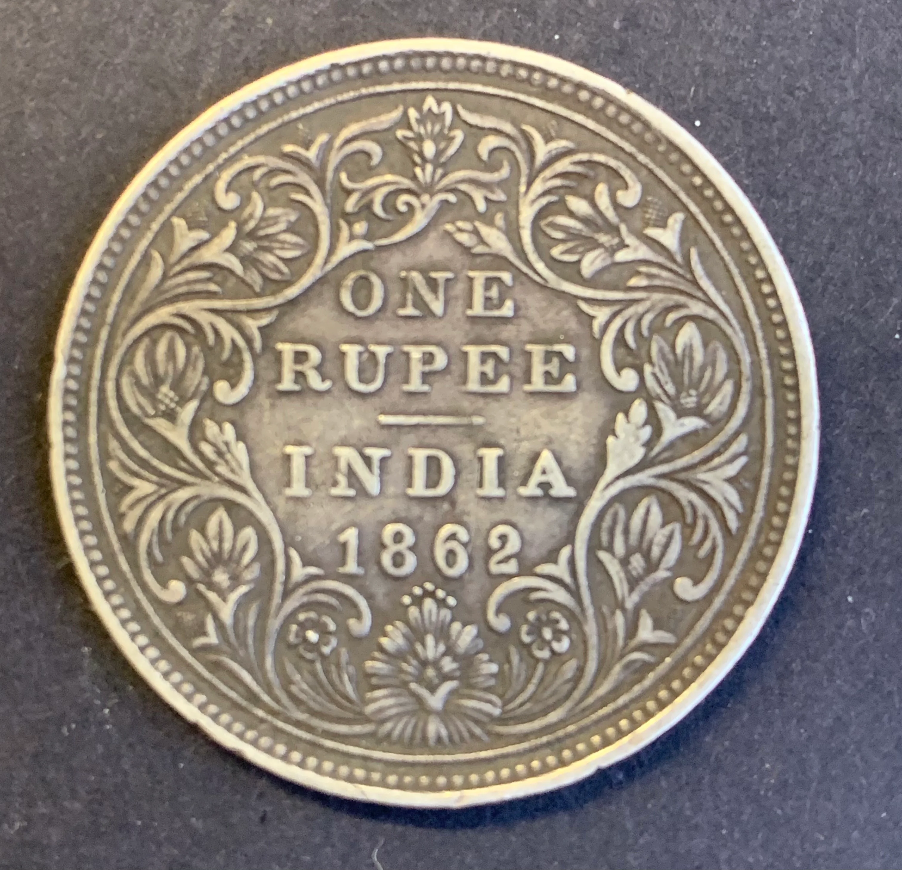 India 1862 Queen Victoria Silver Rupee