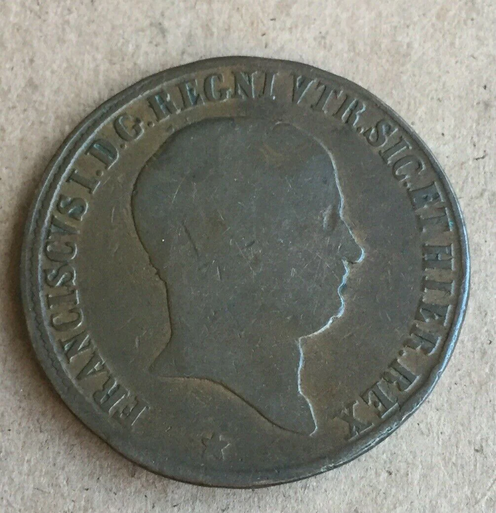 Italian States Naples 1826 Ten 10 Tornesi Copper Coin - Image 2