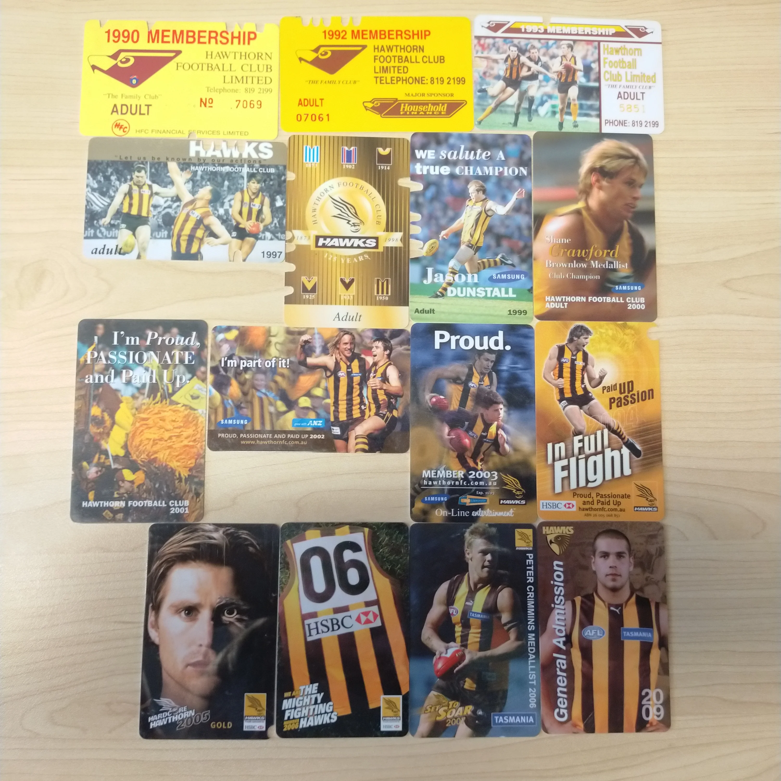 Lot of 15 Hawthorn Football Club Memberships Between 1990 - 2009 - Image 2