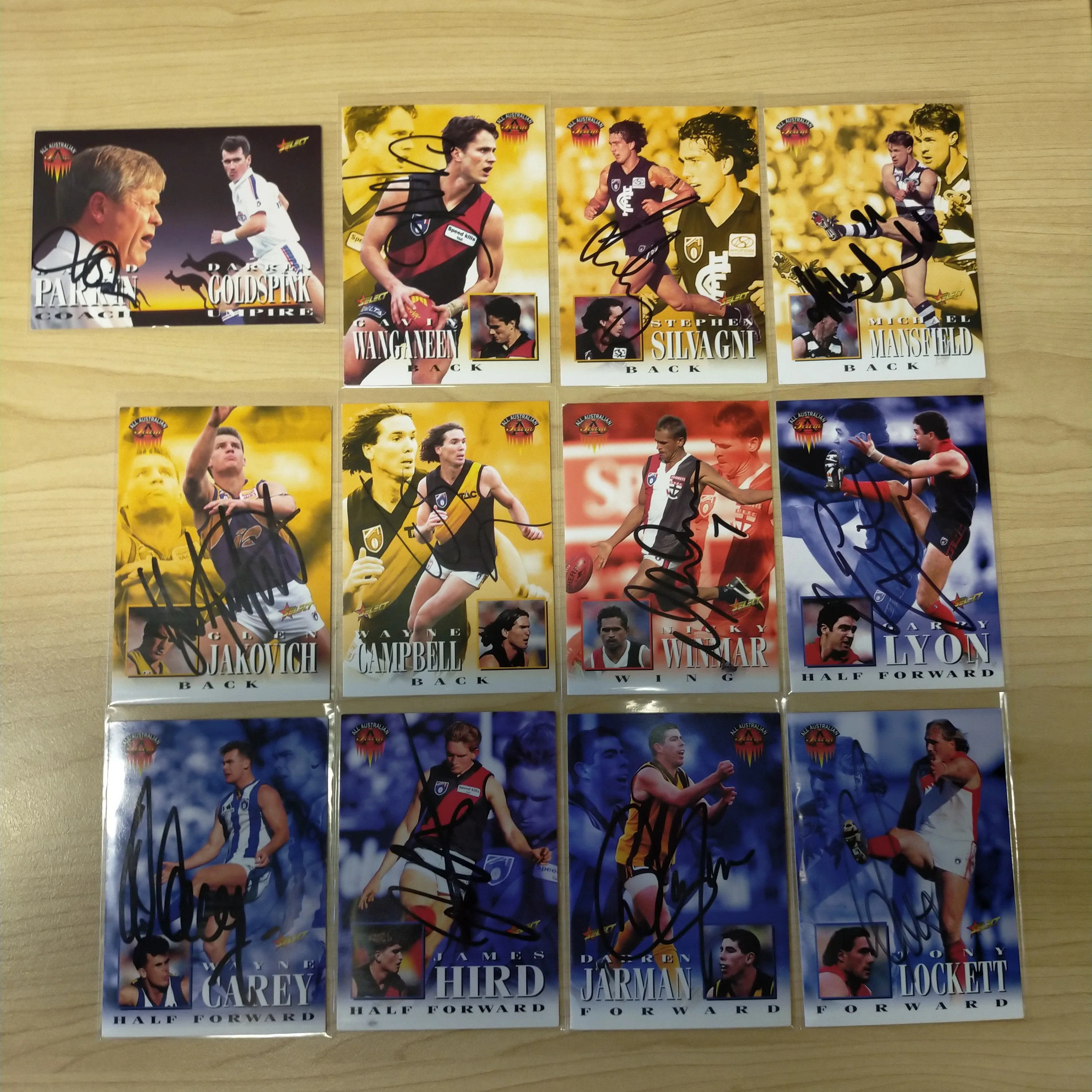 Lot of 18 x 1996 Select AFL Centenary AFLPA All Australian Hand Signed Cards