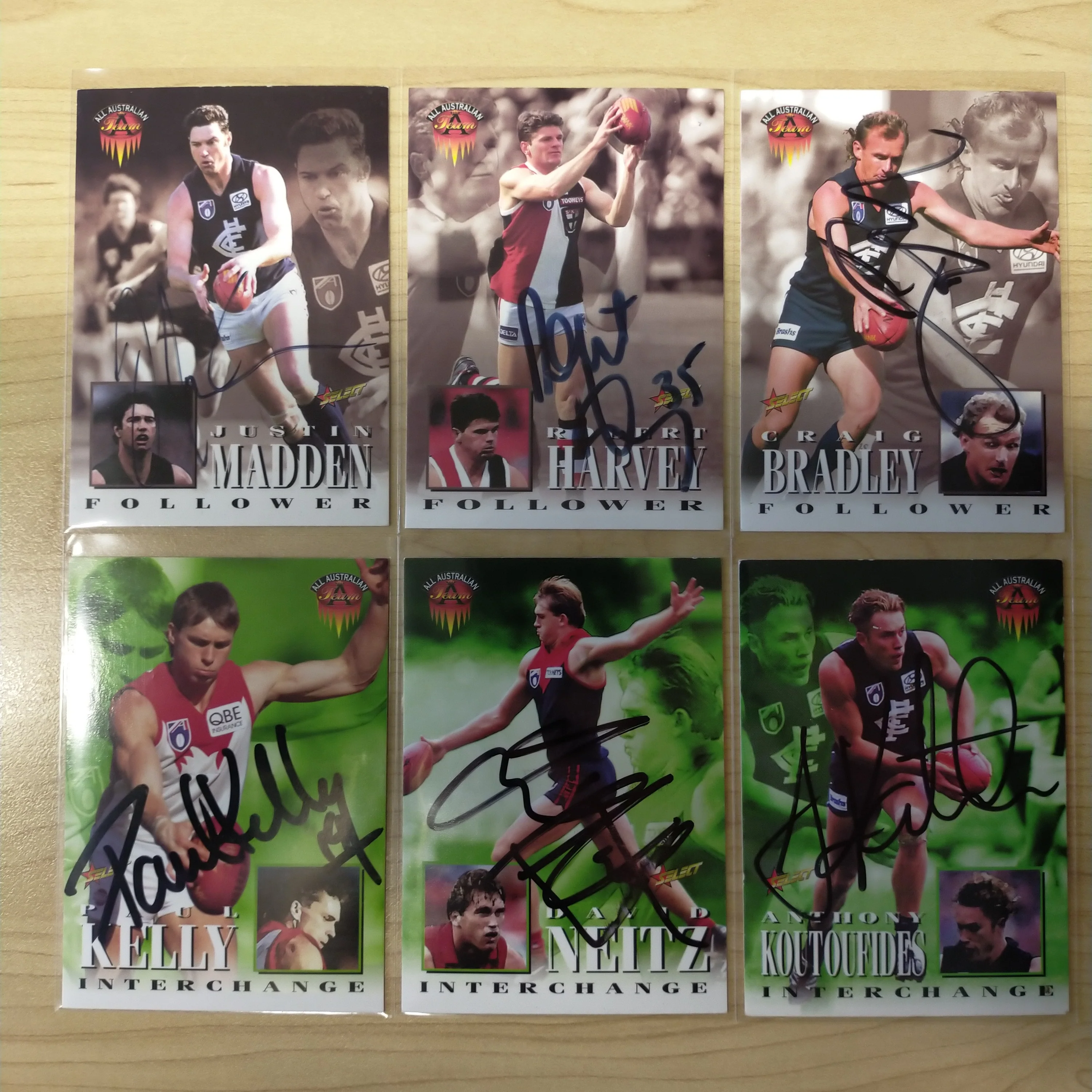 Lot of 18 x 1996 Select AFL Centenary AFLPA All Australian Hand Signed Cards - Image 2