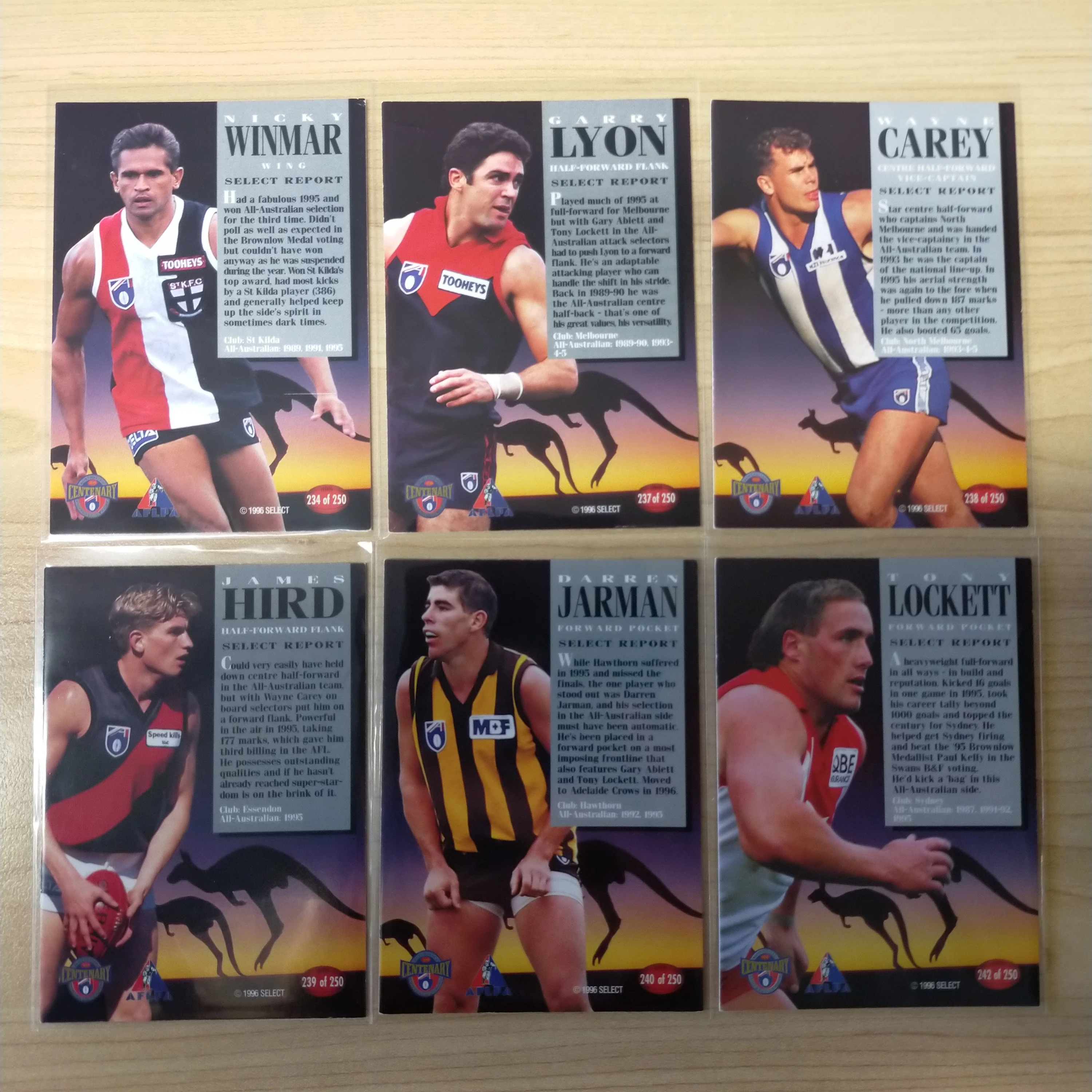 Lot of 18 x 1996 Select AFL Centenary AFLPA All Australian Hand Signed Cards - Image 6