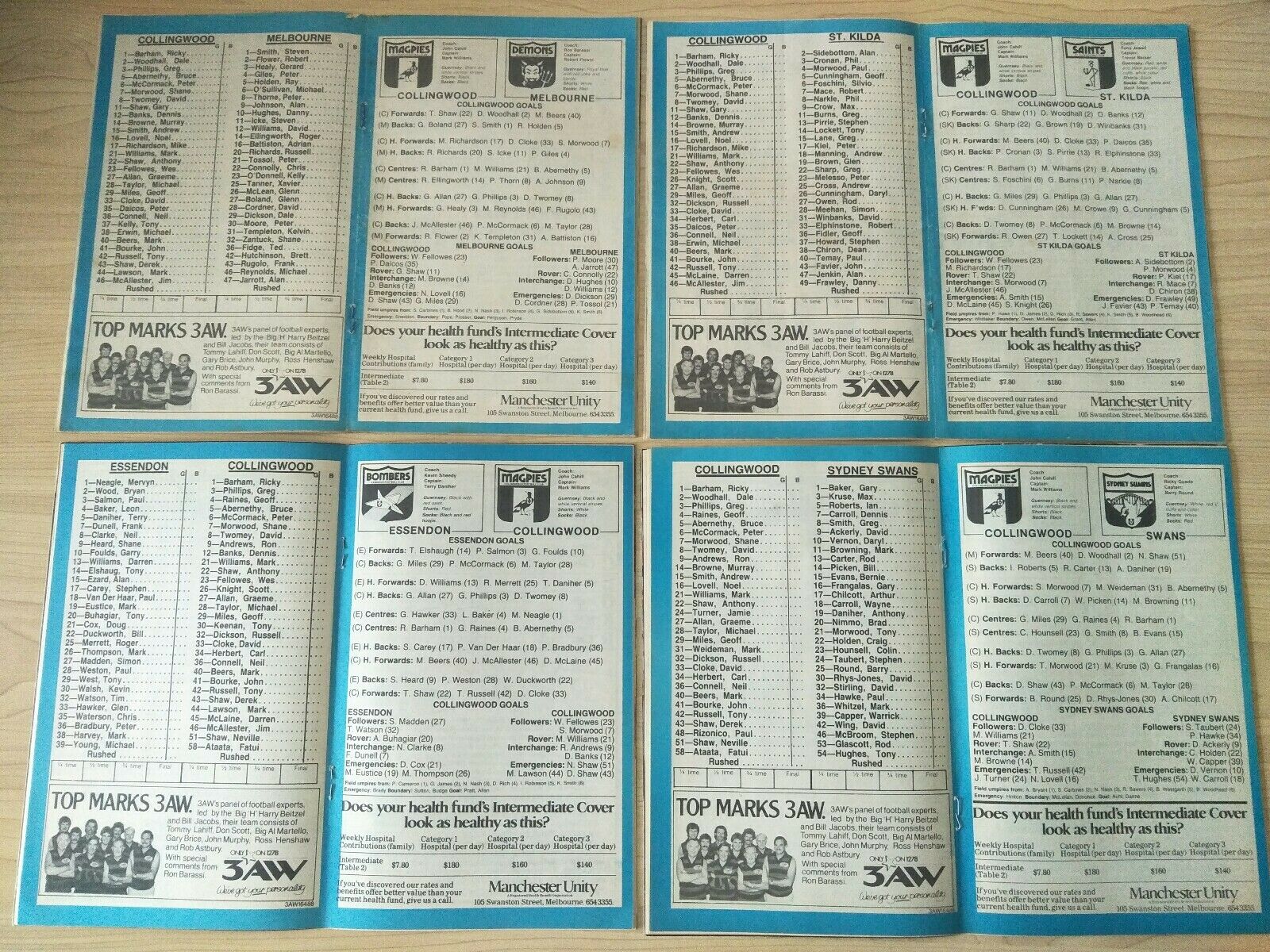 Lot Of 1984 VFL Football Records Collingwood Games x 22 - Image 2