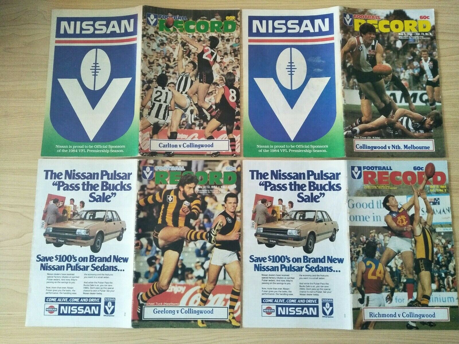 Lot Of 1984 VFL Football Records Collingwood Games x 22 - Image 3