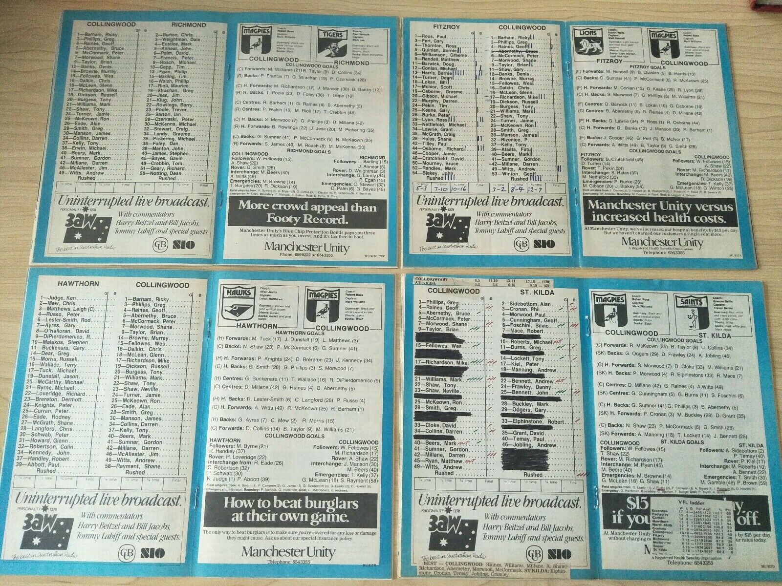 Lot Of 1985 VFL Football Records Collingwood Games x 22 - Image 10