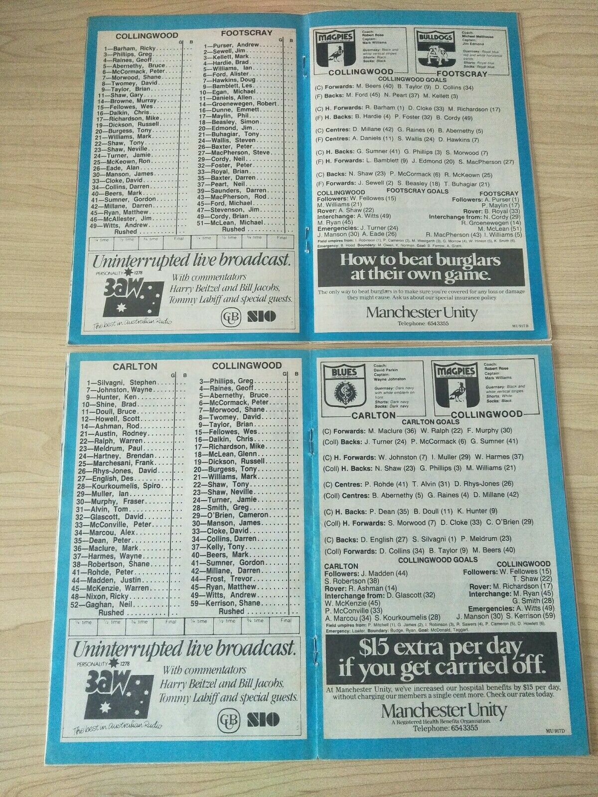 Lot Of 1985 VFL Football Records Collingwood Games x 22 - Image 12