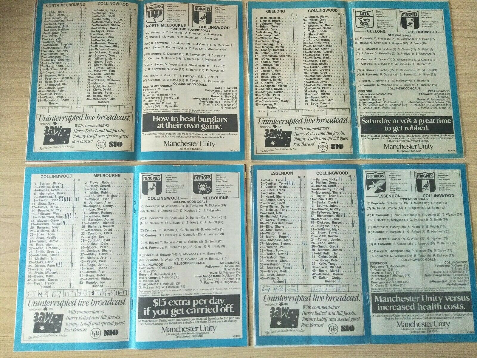 Lot Of 1985 VFL Football Records Collingwood Games x 22 - Image 2