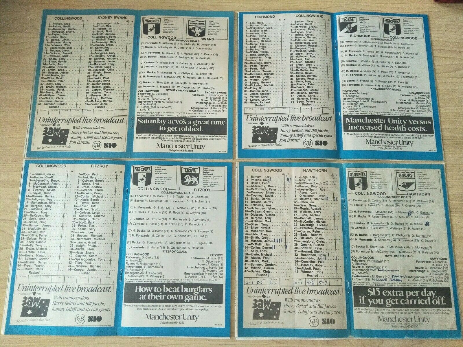 Lot Of 1985 VFL Football Records Collingwood Games x 22 - Image 4