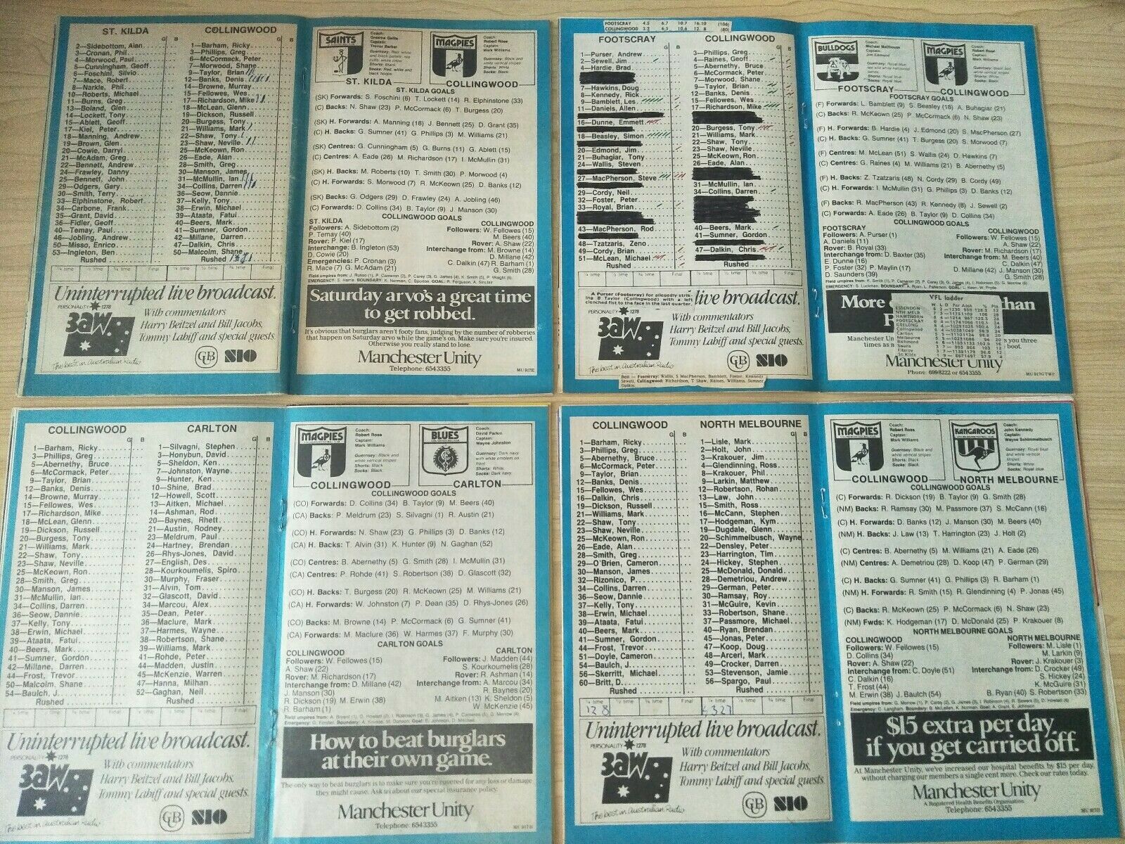 Lot Of 1985 VFL Football Records Collingwood Games x 22 - Image 6