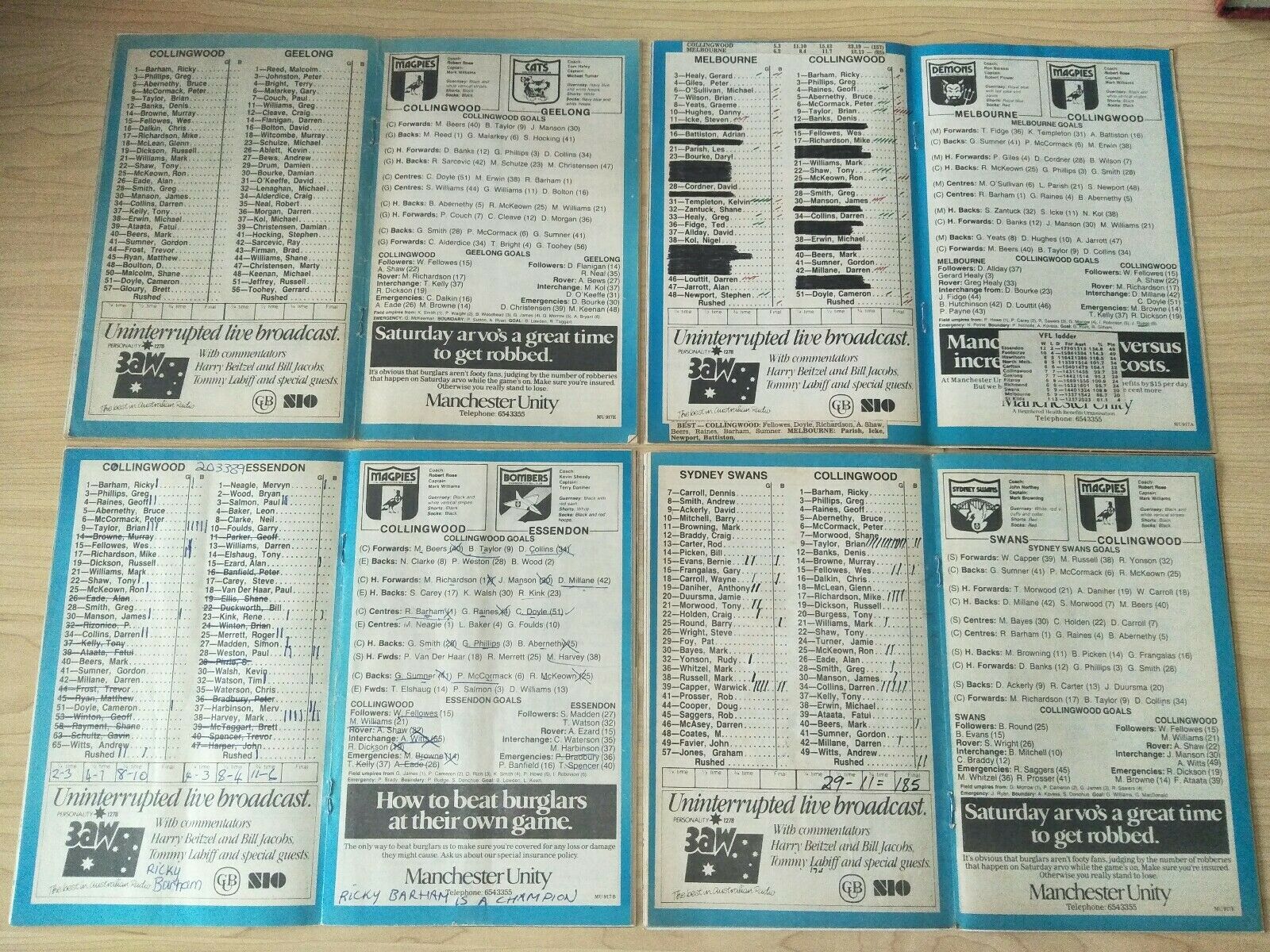 Lot Of 1985 VFL Football Records Collingwood Games x 22 - Image 8