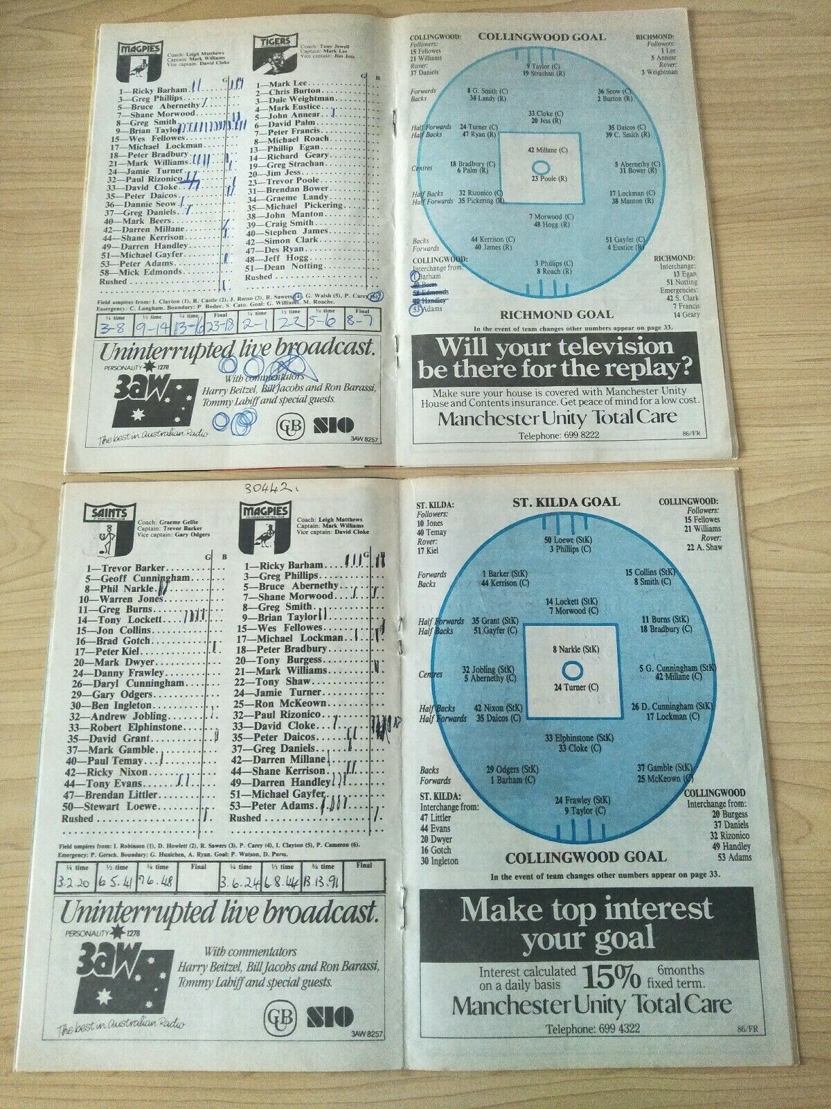 Lot Of 1986 VFL Football Records Collingwood Games x 22 - Image 12