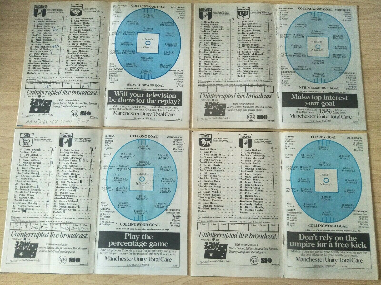 Lot Of 1986 VFL Football Records Collingwood Games x 22 - Image 8
